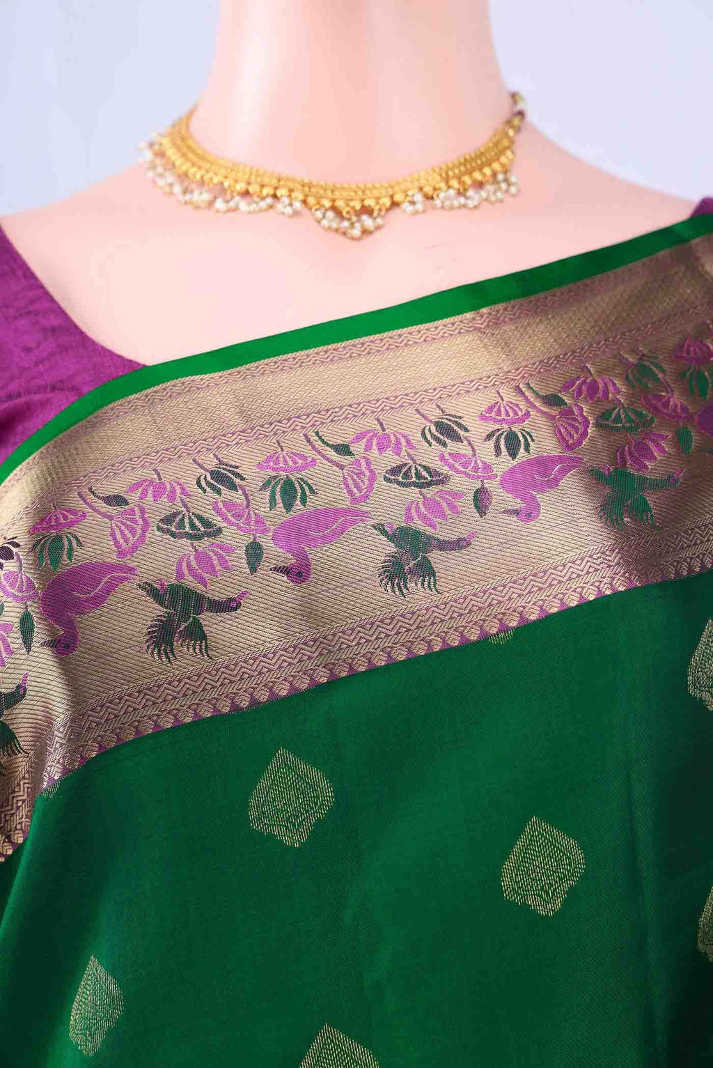 Bottle Green Nangavalli Silk [ Salem ] Saree