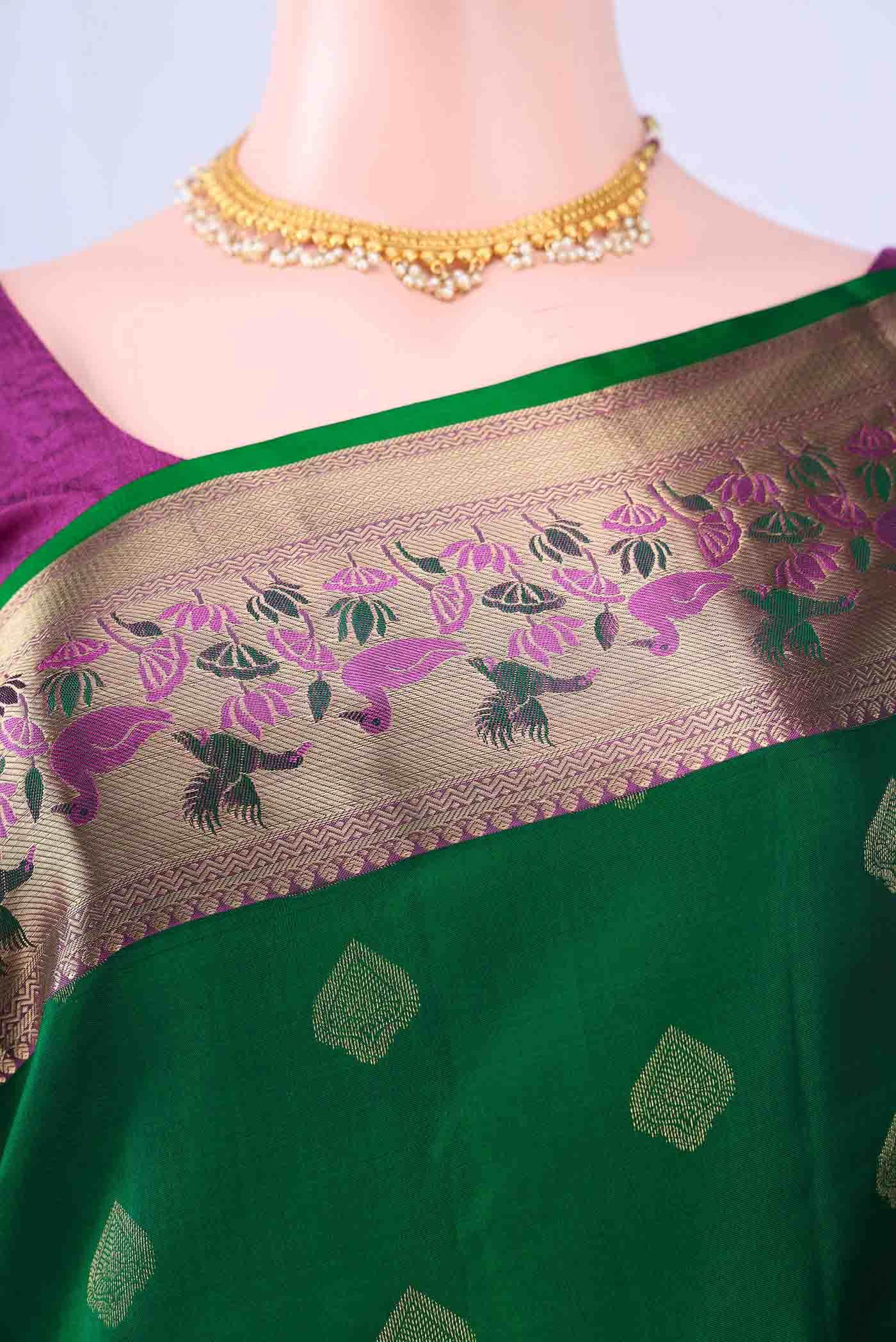 Bottle Green Nangavalli Silk [ Salem ] Saree