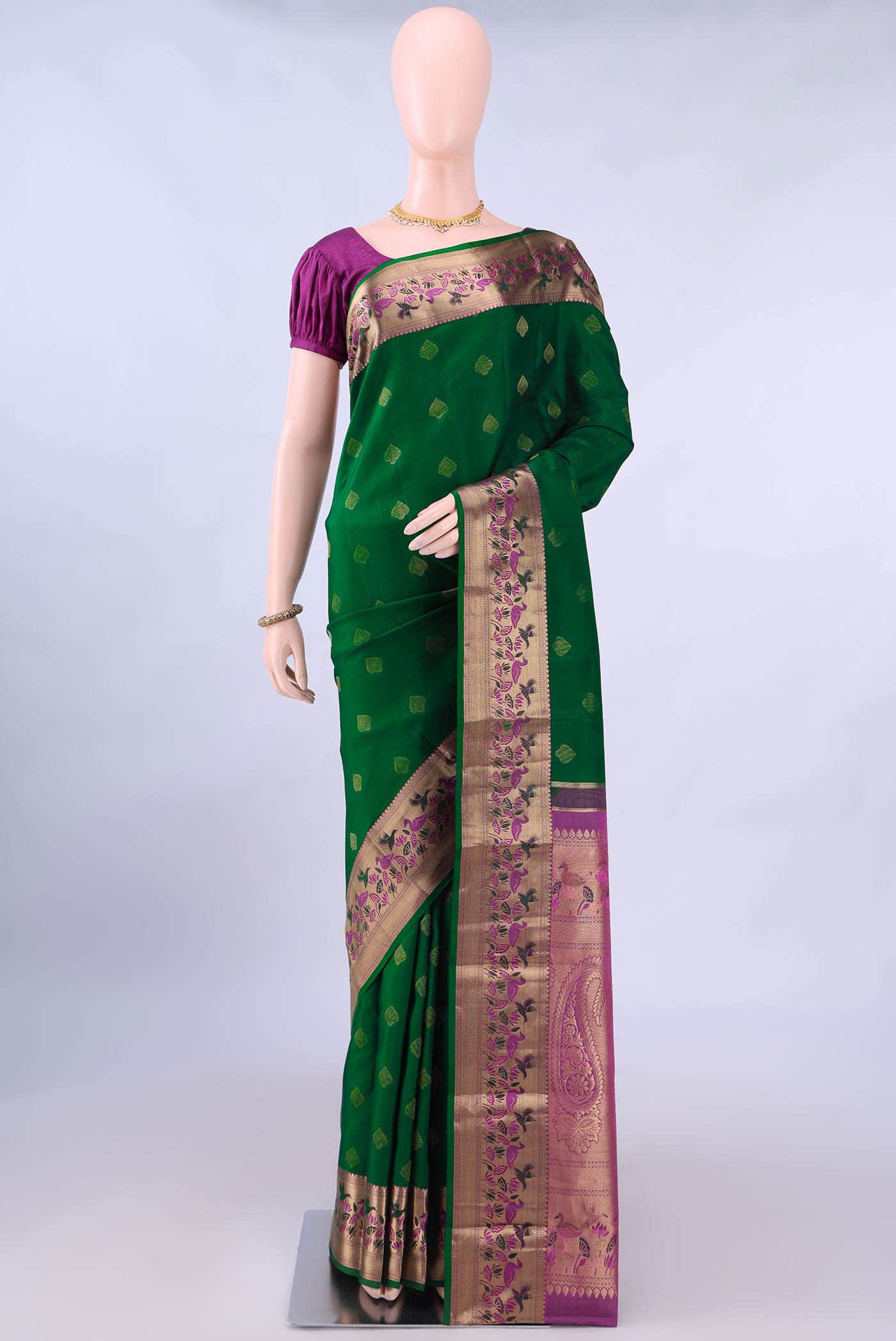 Bottle Green Nangavalli Silk [ Salem ] Saree