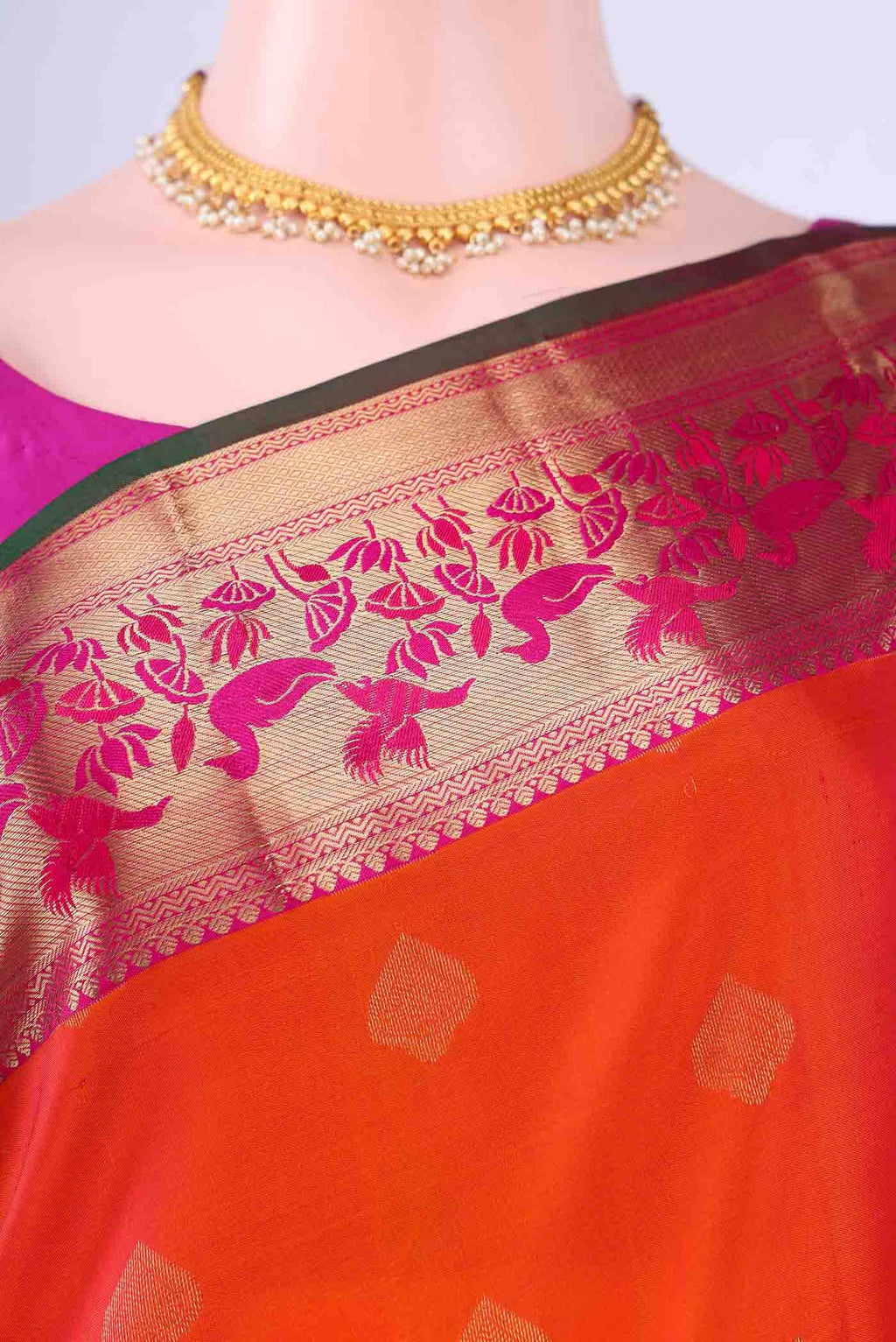 Brick Orange Nangavalli Silk [ Salem ] Saree