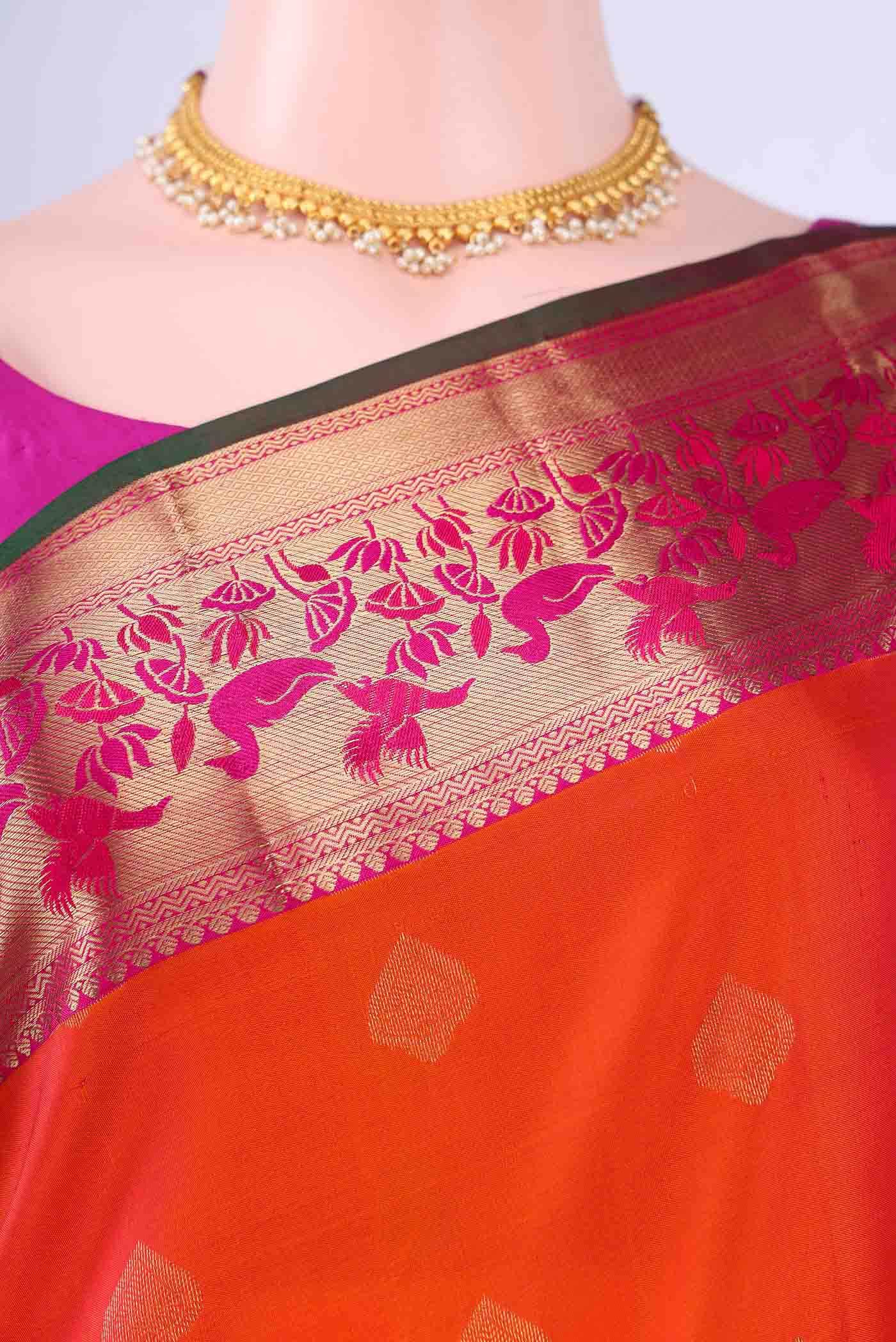 Brick Orange Nangavalli Silk [ Salem ] Saree