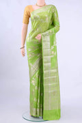 Parrot Green Banarasi Raw Silk Saree