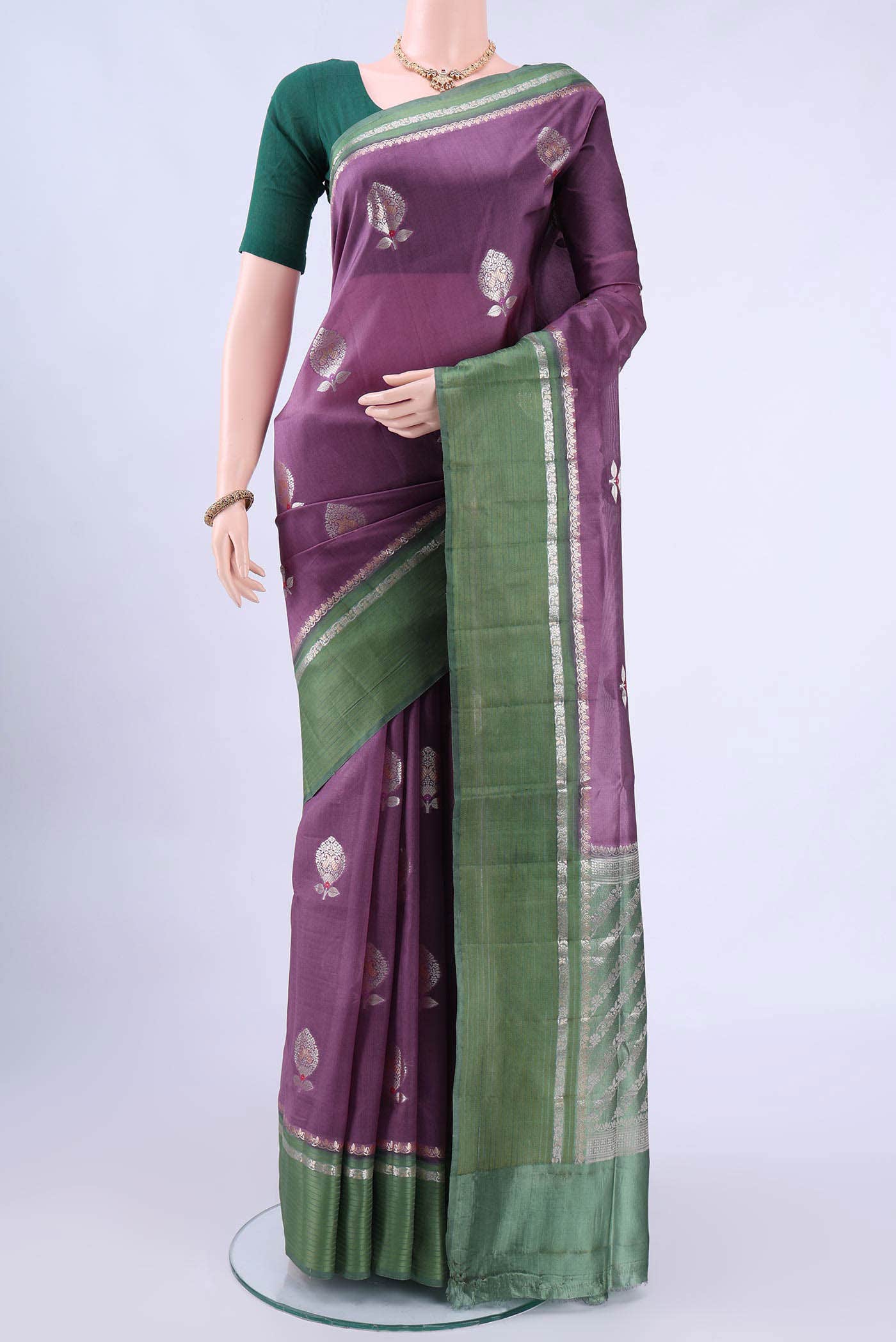 Mauve Banarasi Raw Silk Saree
