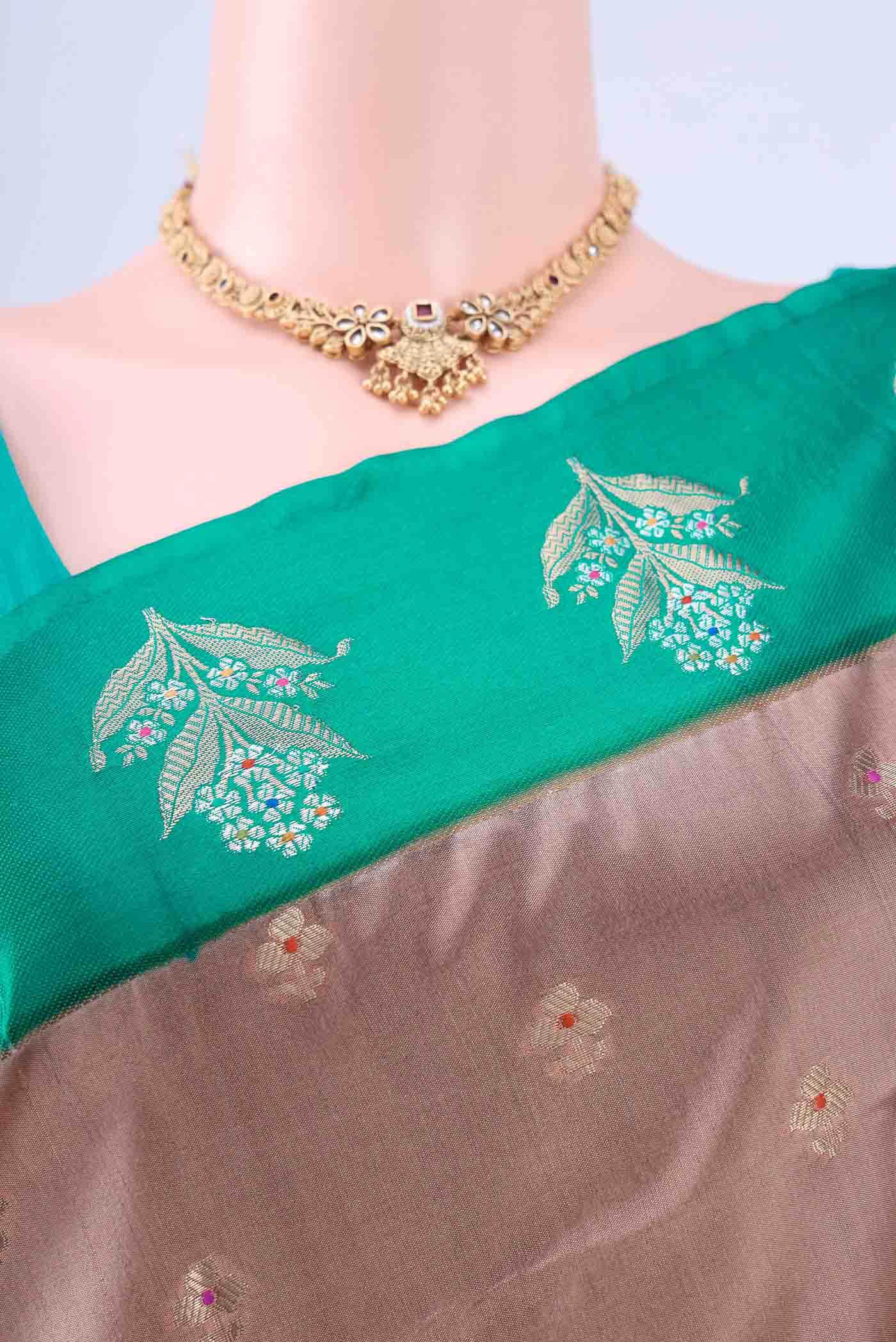 Rose Gold Banarasi Raw Silk Saree