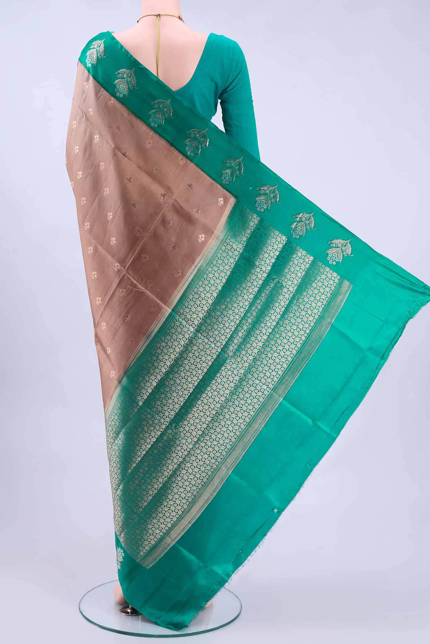 Rose Gold Banarasi Raw Silk Saree