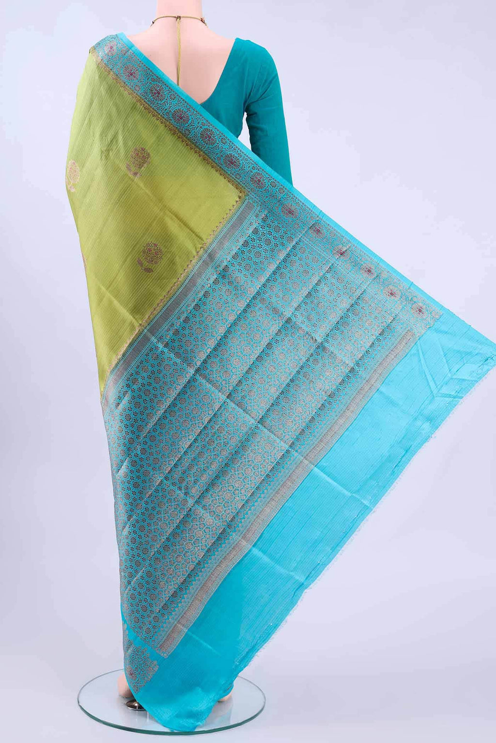 Light Green Banarasi Raw Silk Saree