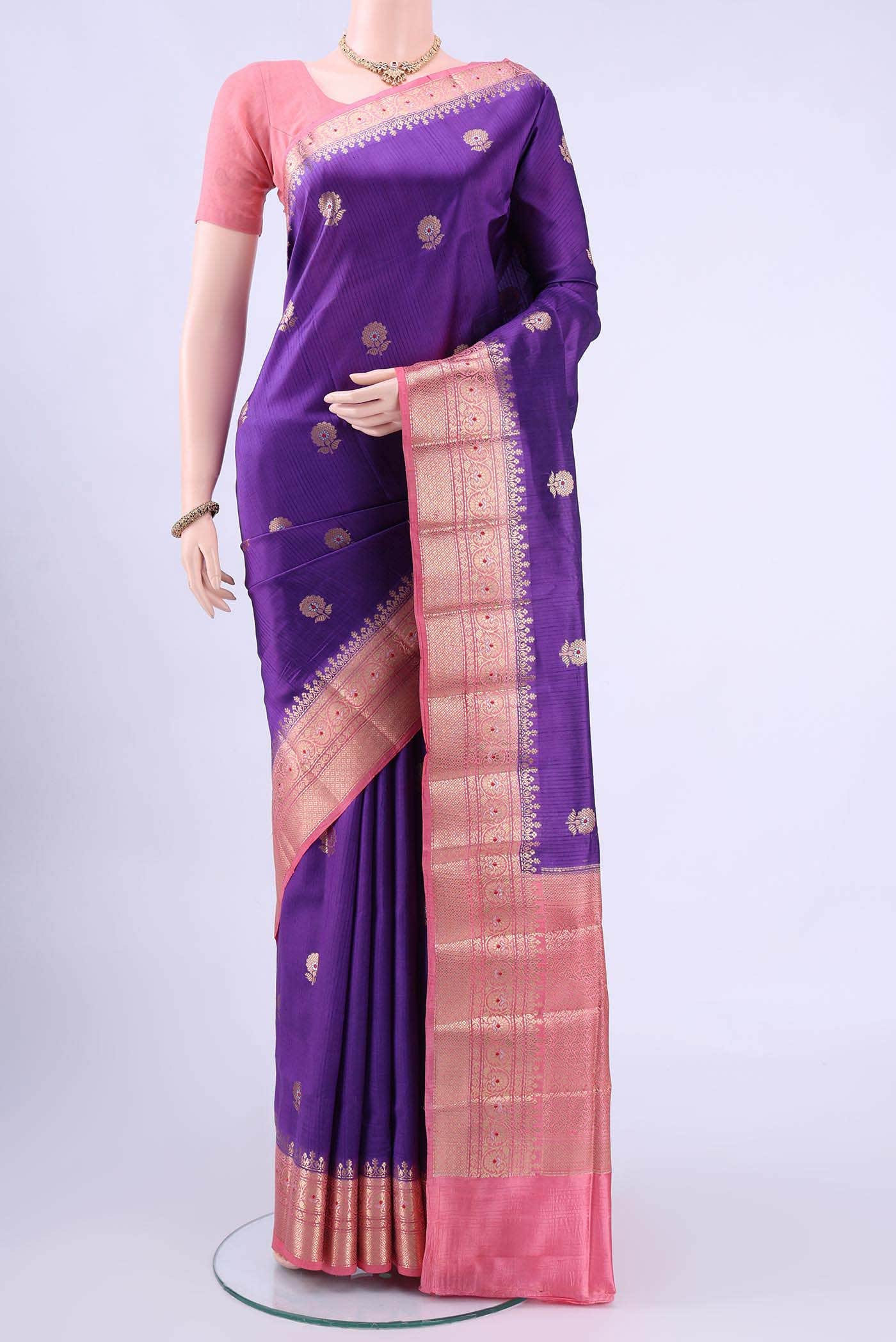 Purple Banarasi Raw Silk Saree