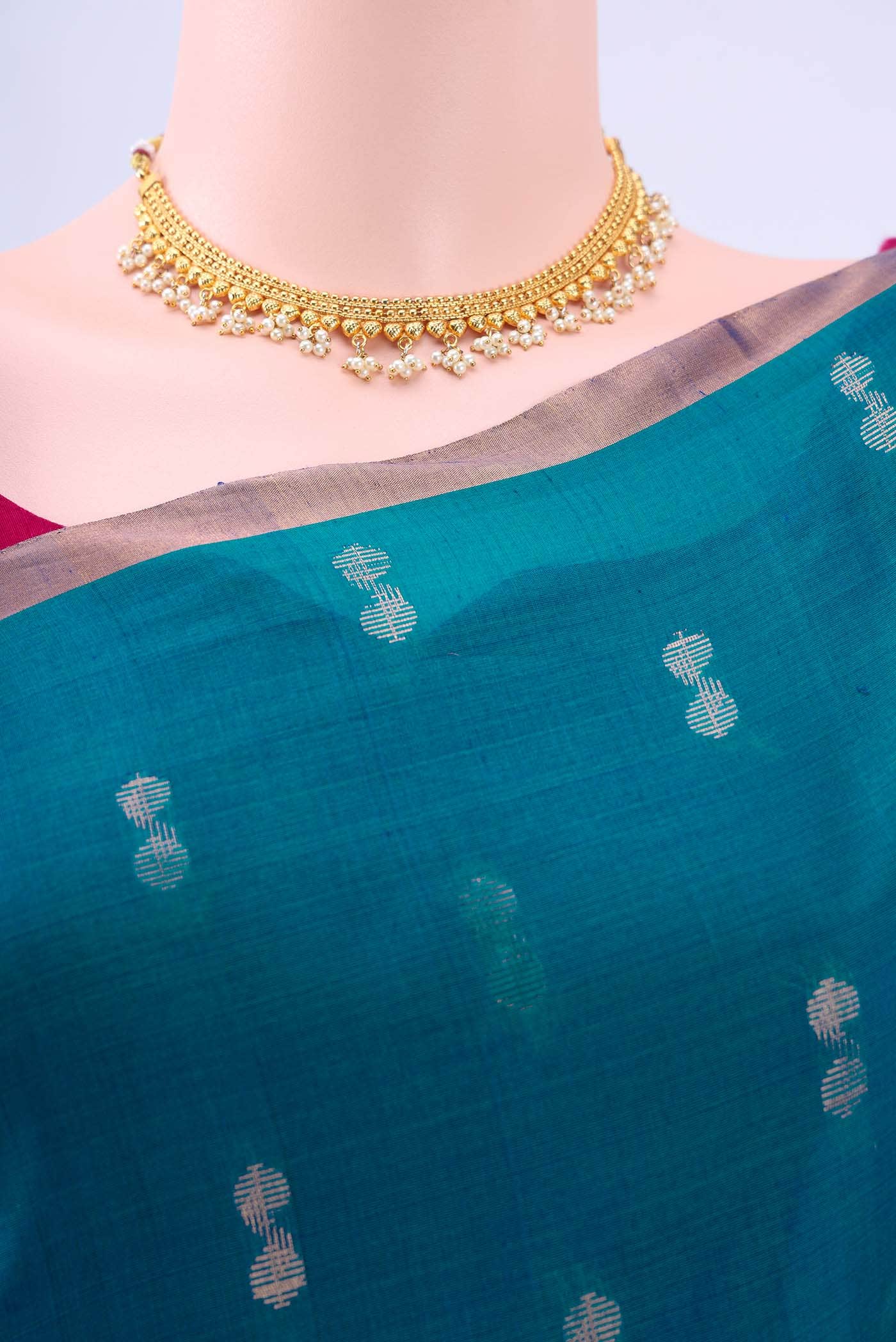 Blue Kora Cotton Saree