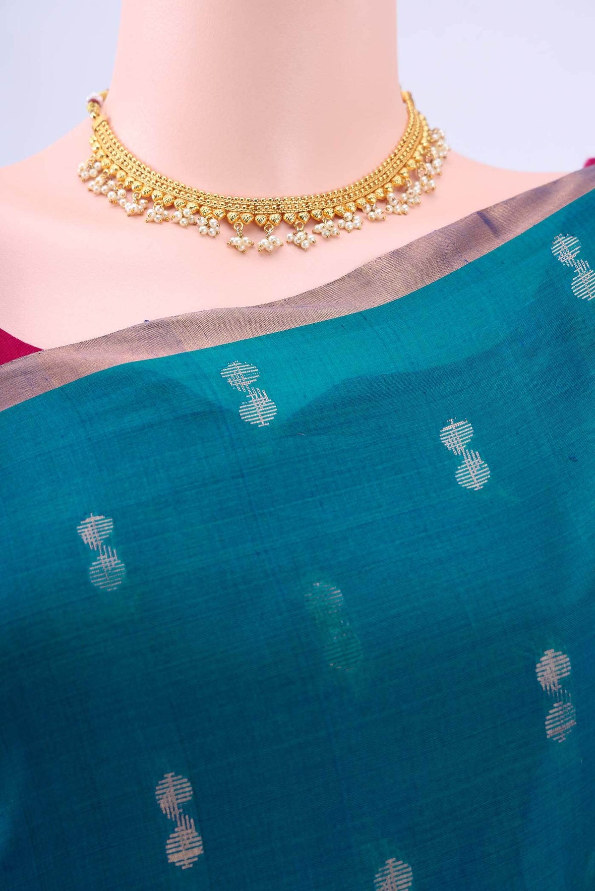 Blue Kora Cotton Saree