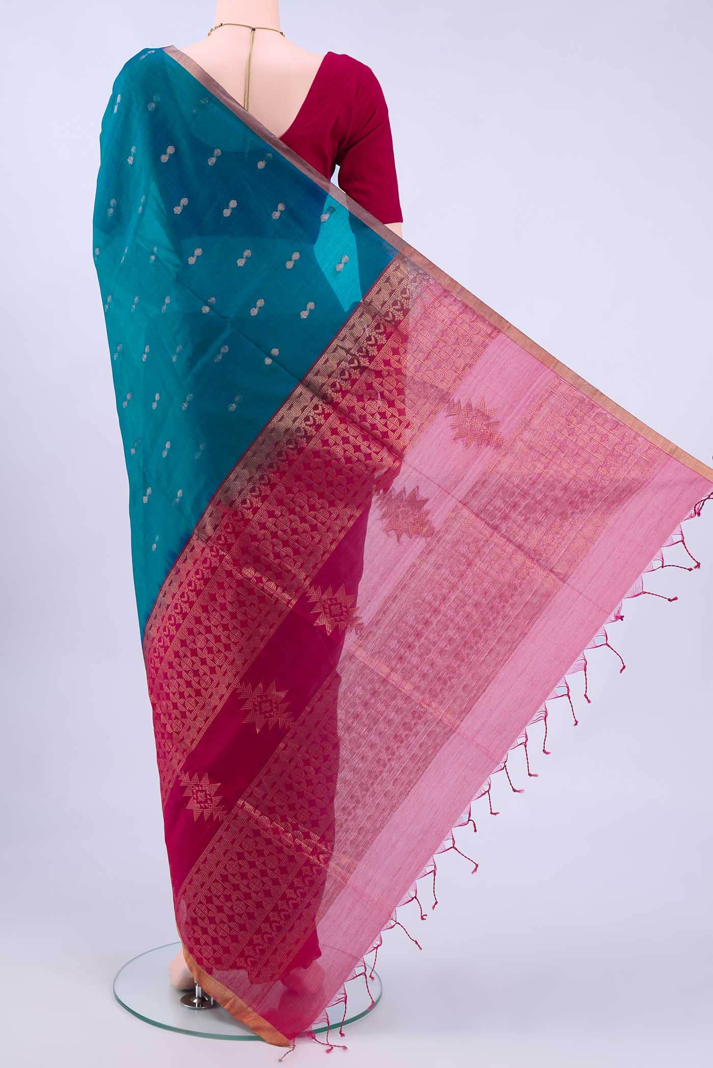 Blue Kora Cotton Saree
