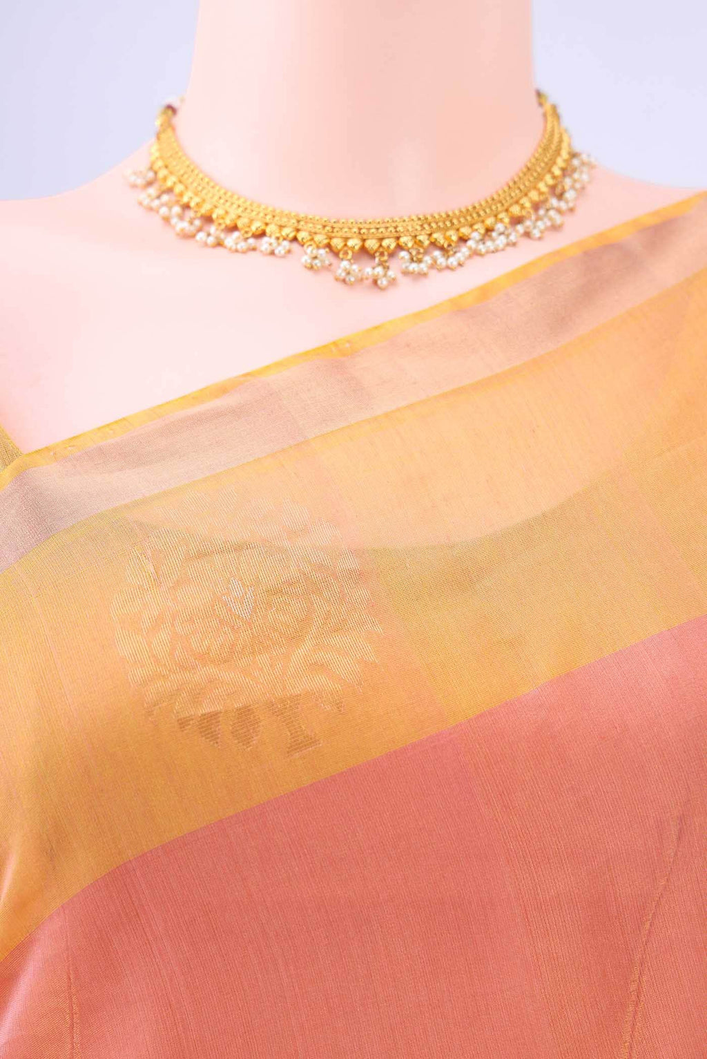 Peach Kora Cotton Saree