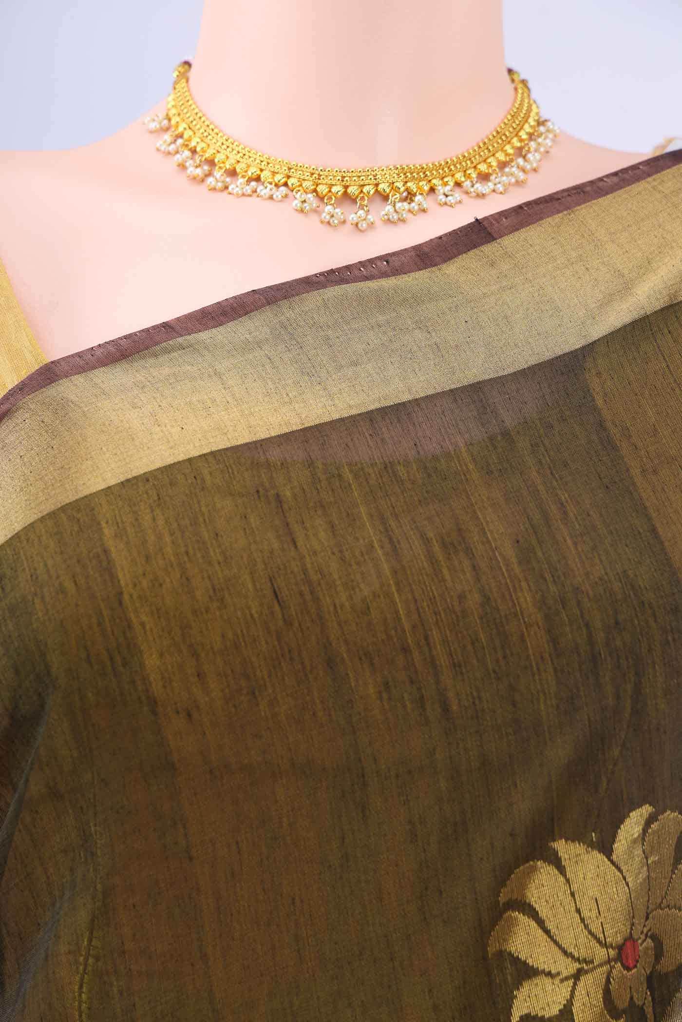 Mehandi Green Kora Cotton Saree