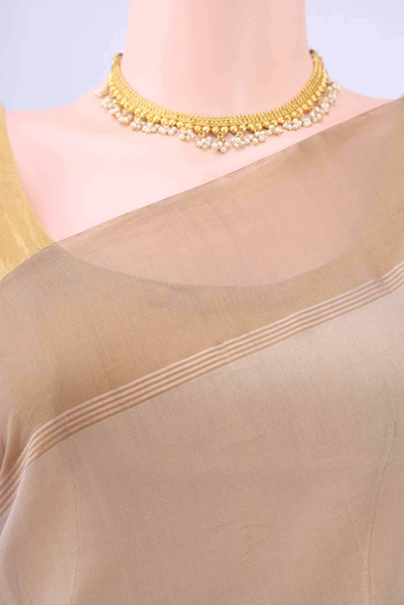 Grey Kora Cotton Saree