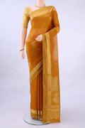 Mustard Kora Cotton Saree