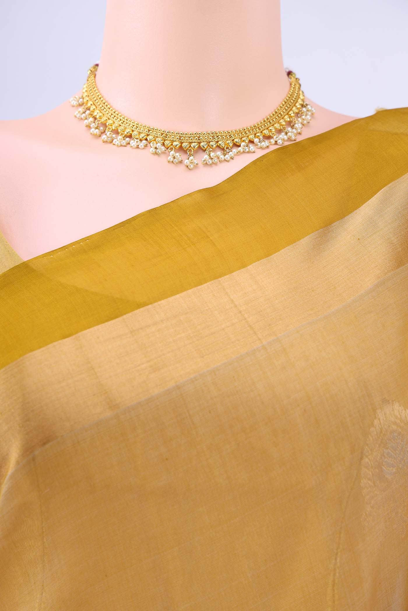 Dark Beige Kora Cotton Saree