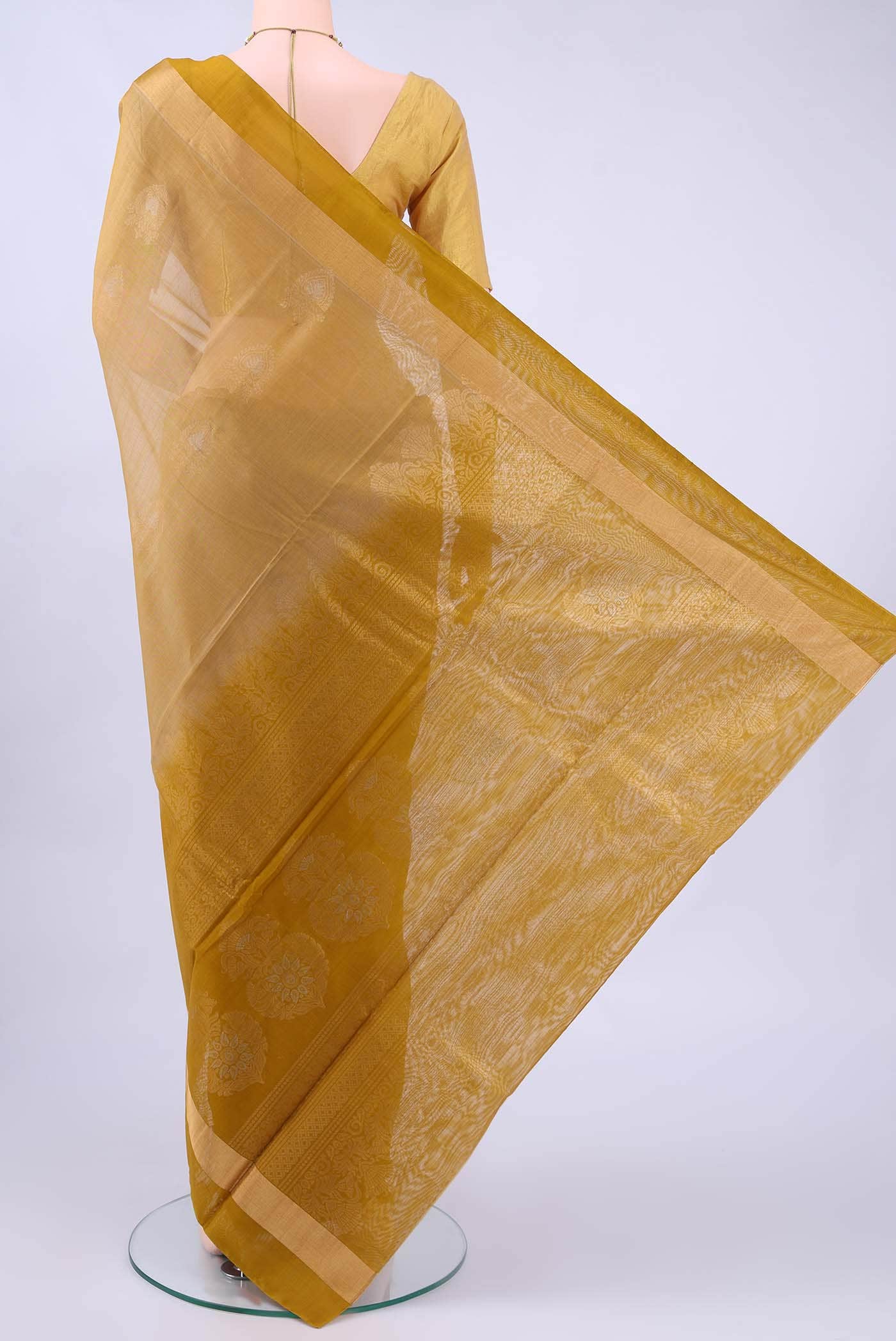 Dark Beige Kora Cotton Saree