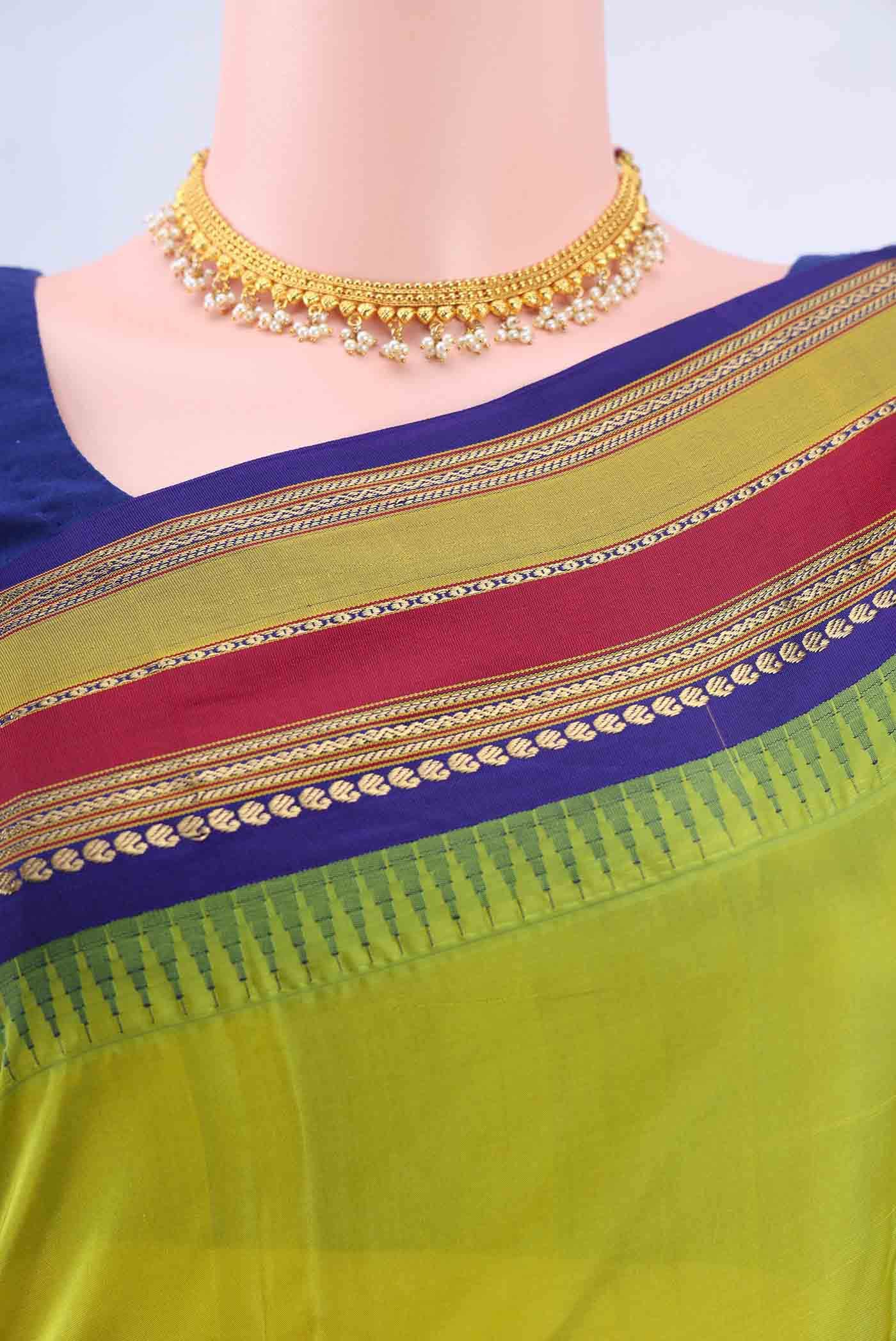 Parrot Green Bangalore Silk Saree