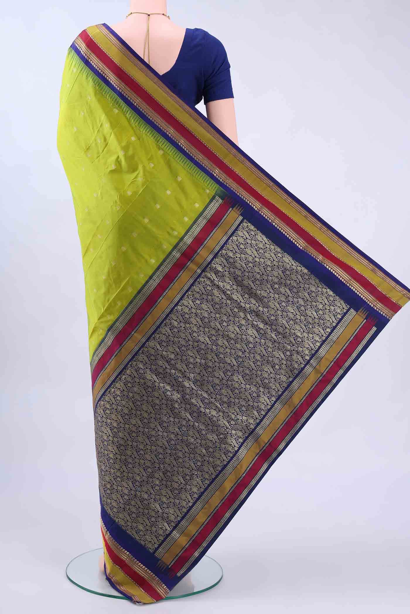 Parrot Green Bangalore Silk Saree
