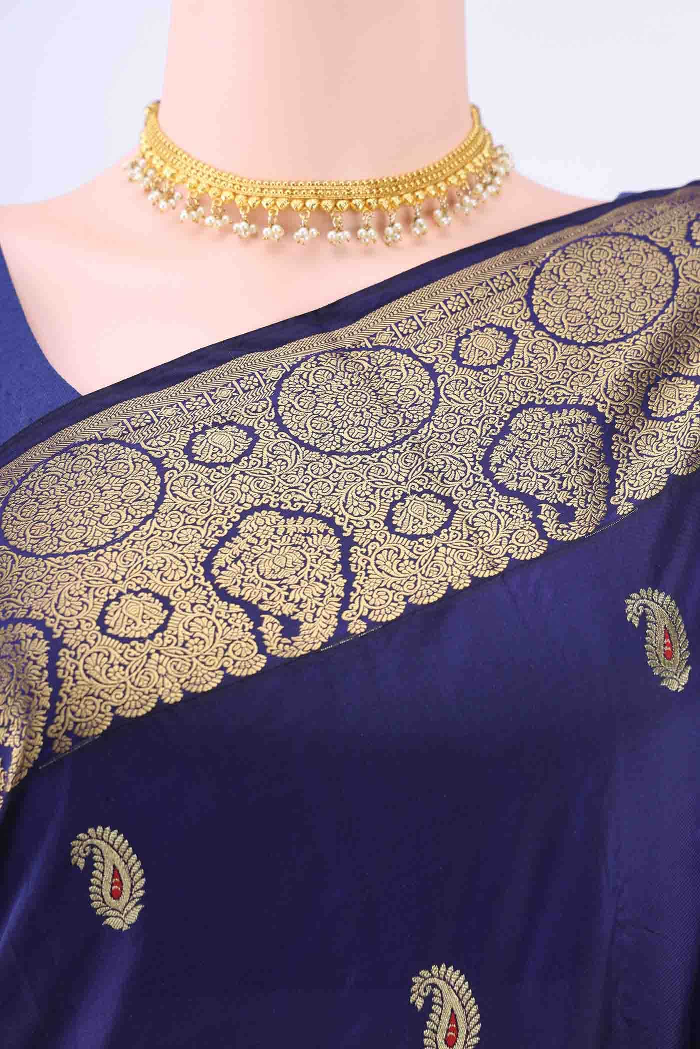 Navy Blue Bangalore Silk Saree