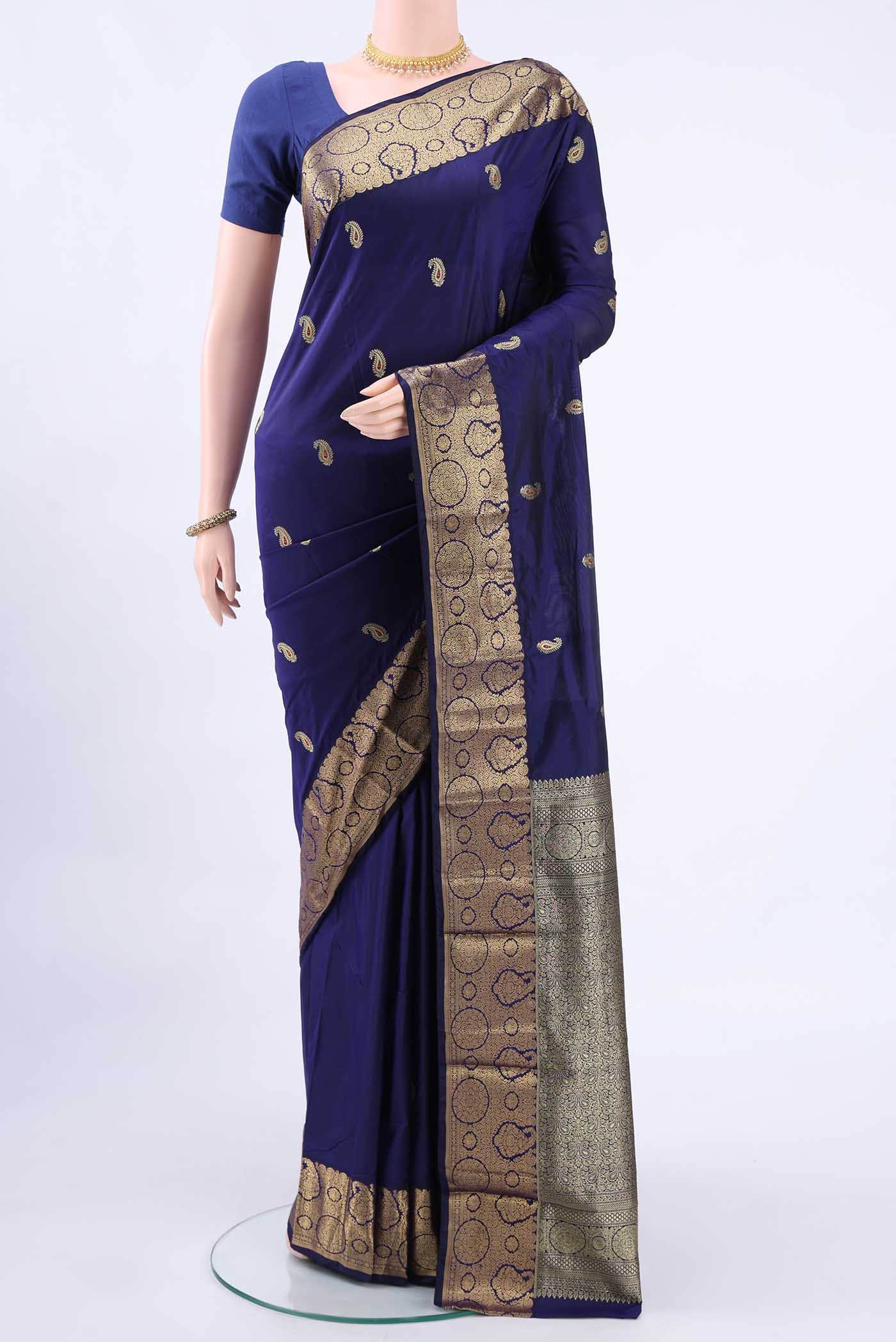 Navy Blue Bangalore Silk Saree