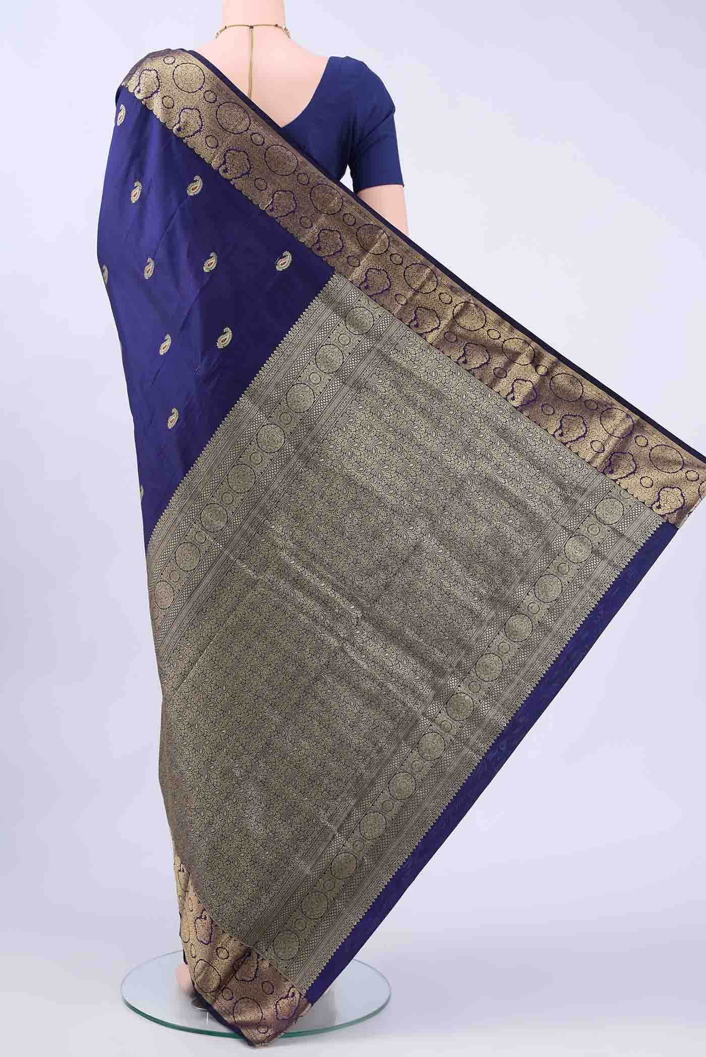 Navy Blue Bangalore Silk Saree