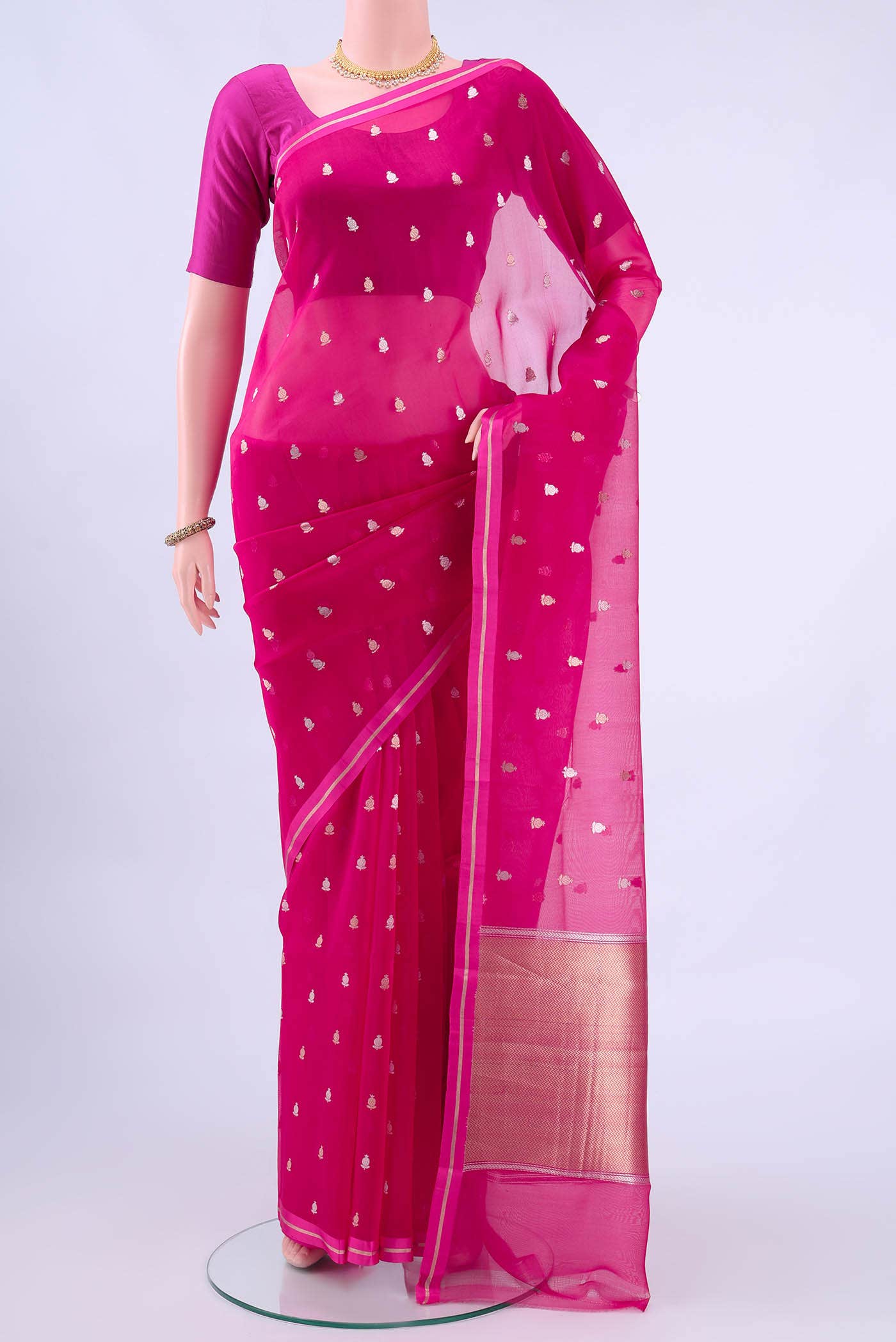Rani Pink Banarasi Silk Saree