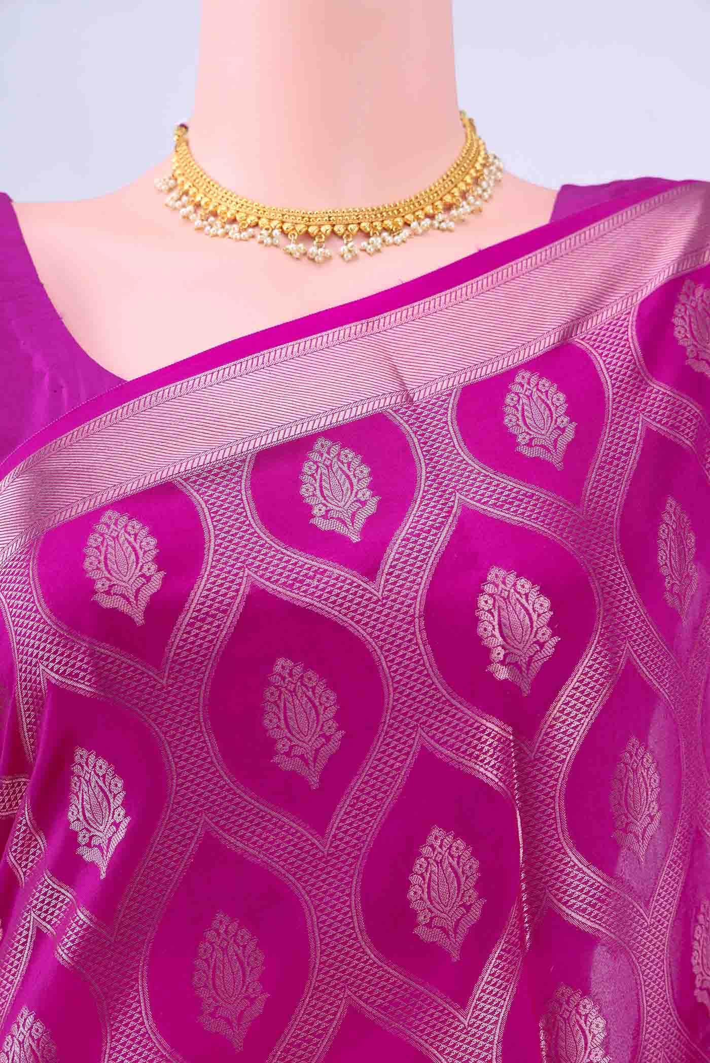 Magenta Banarasi Silk Saree
