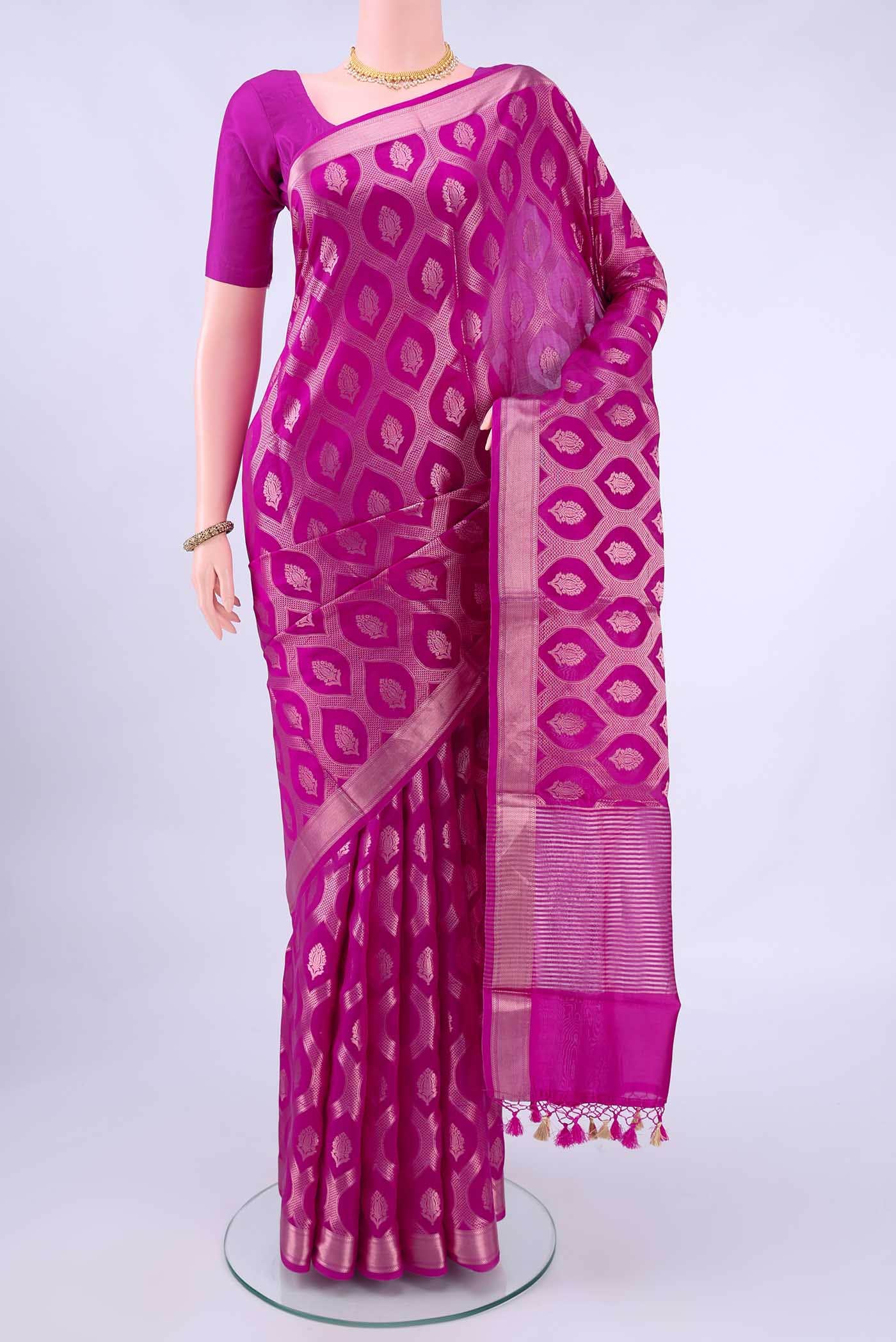 Magenta Banarasi Silk Saree