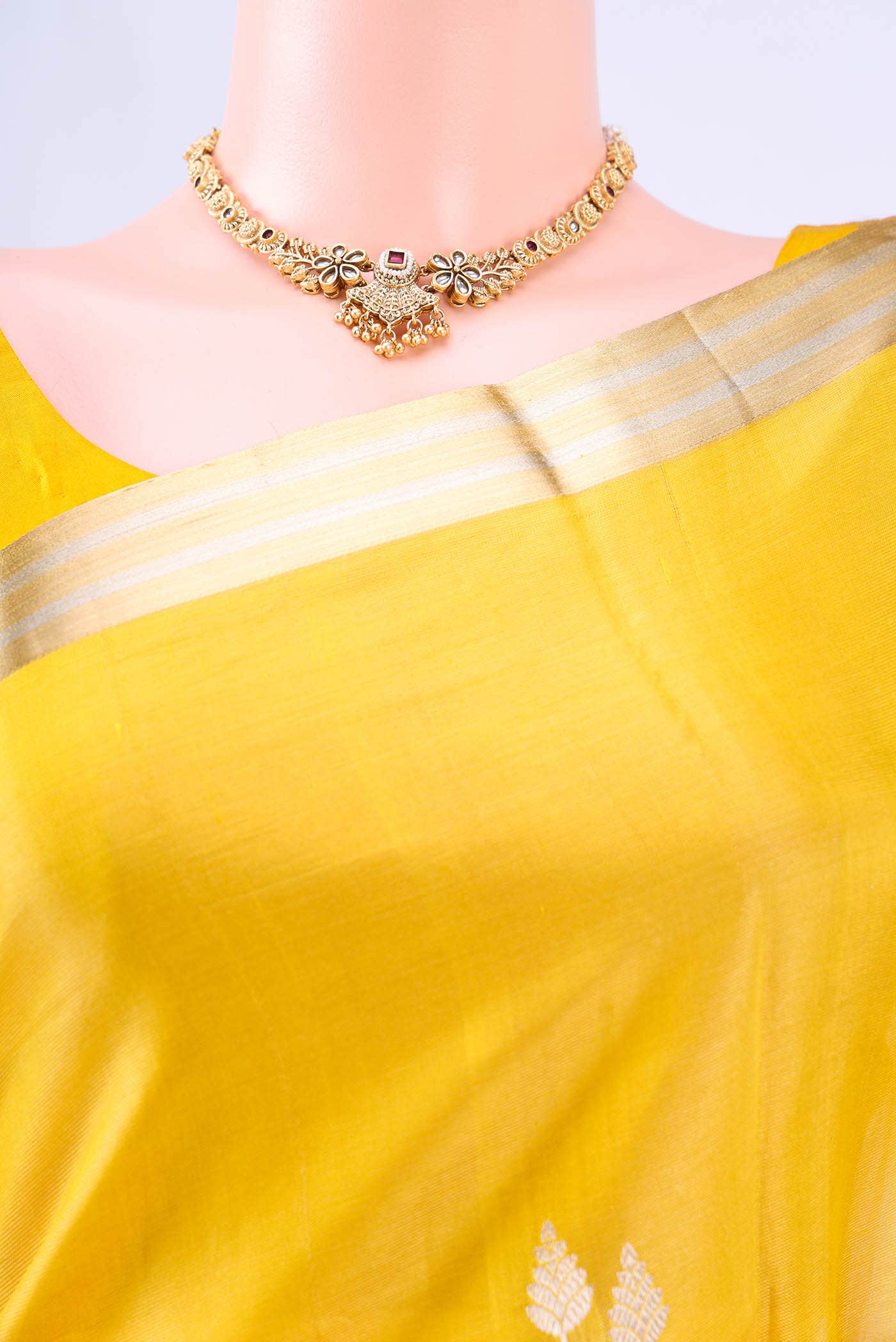 Yellow Banarasi Silk Saree