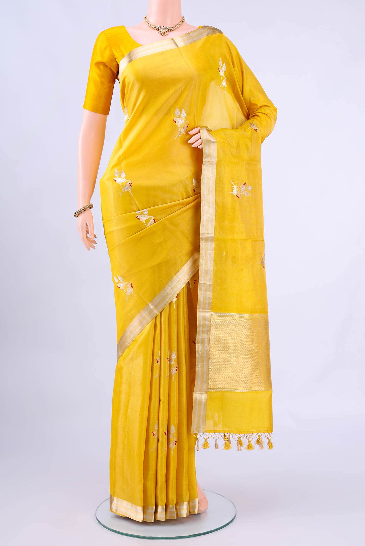 Yellow Banarasi Silk Saree