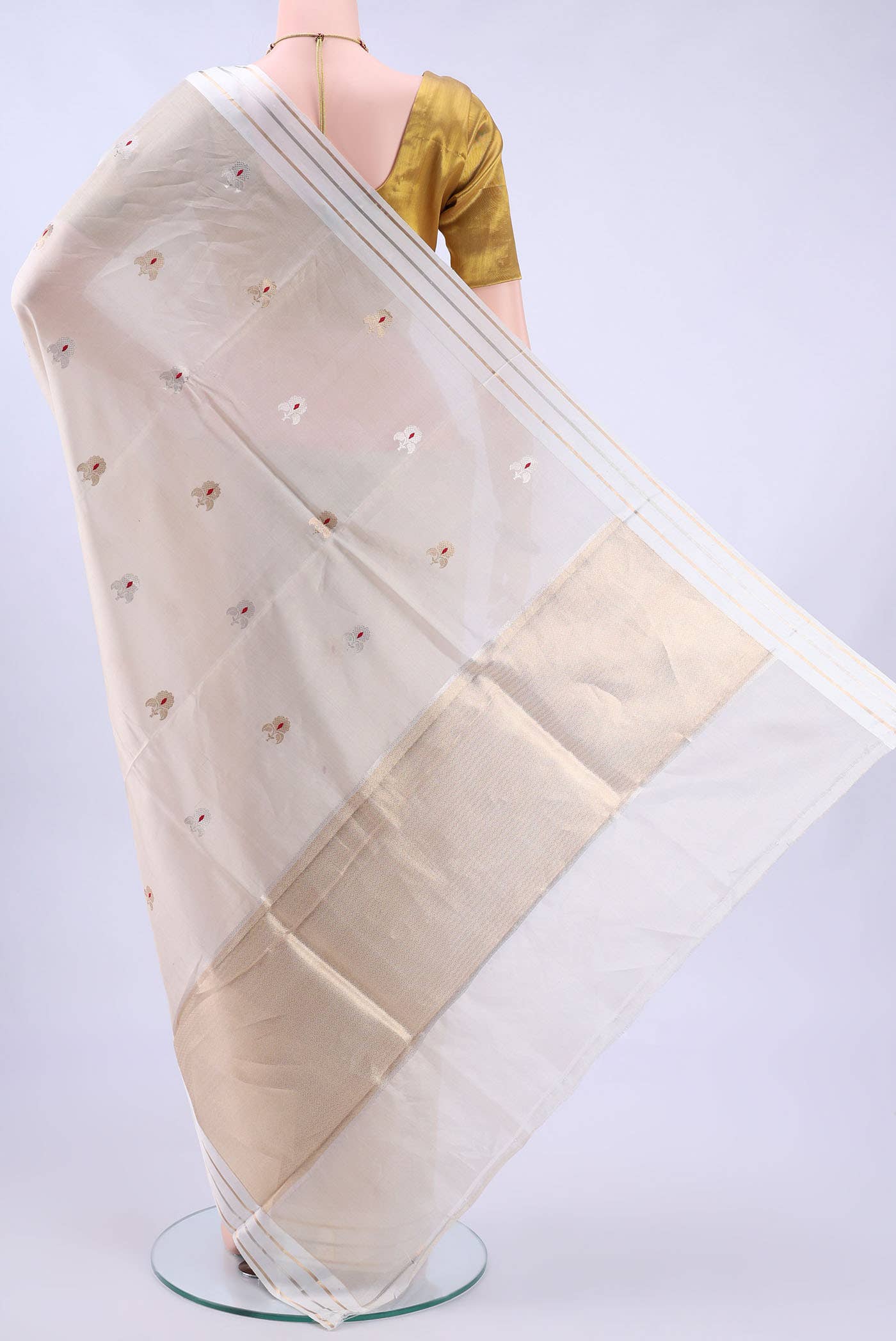 Off White Banarasi Silk Saree