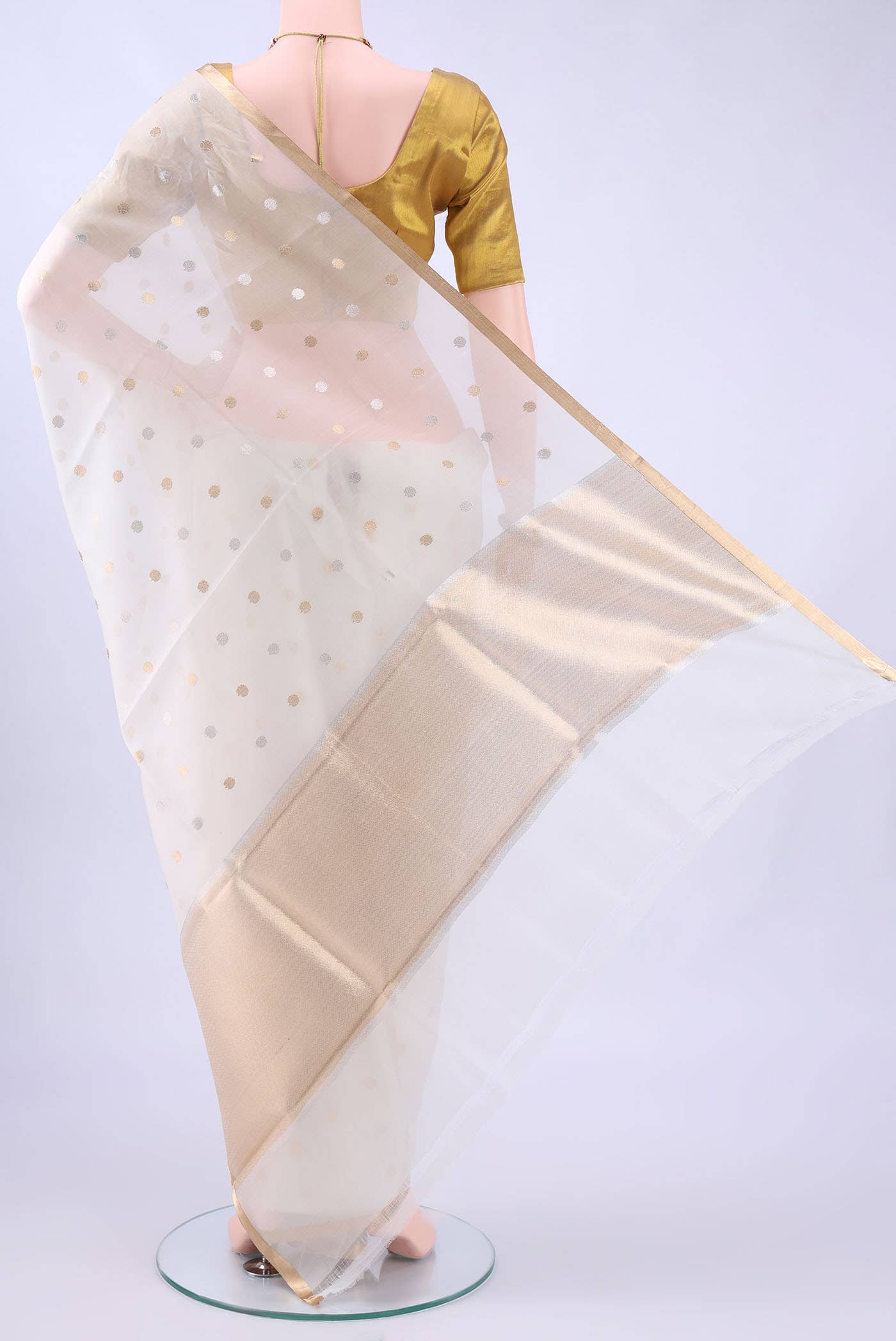 White Banarasi Silk Saree