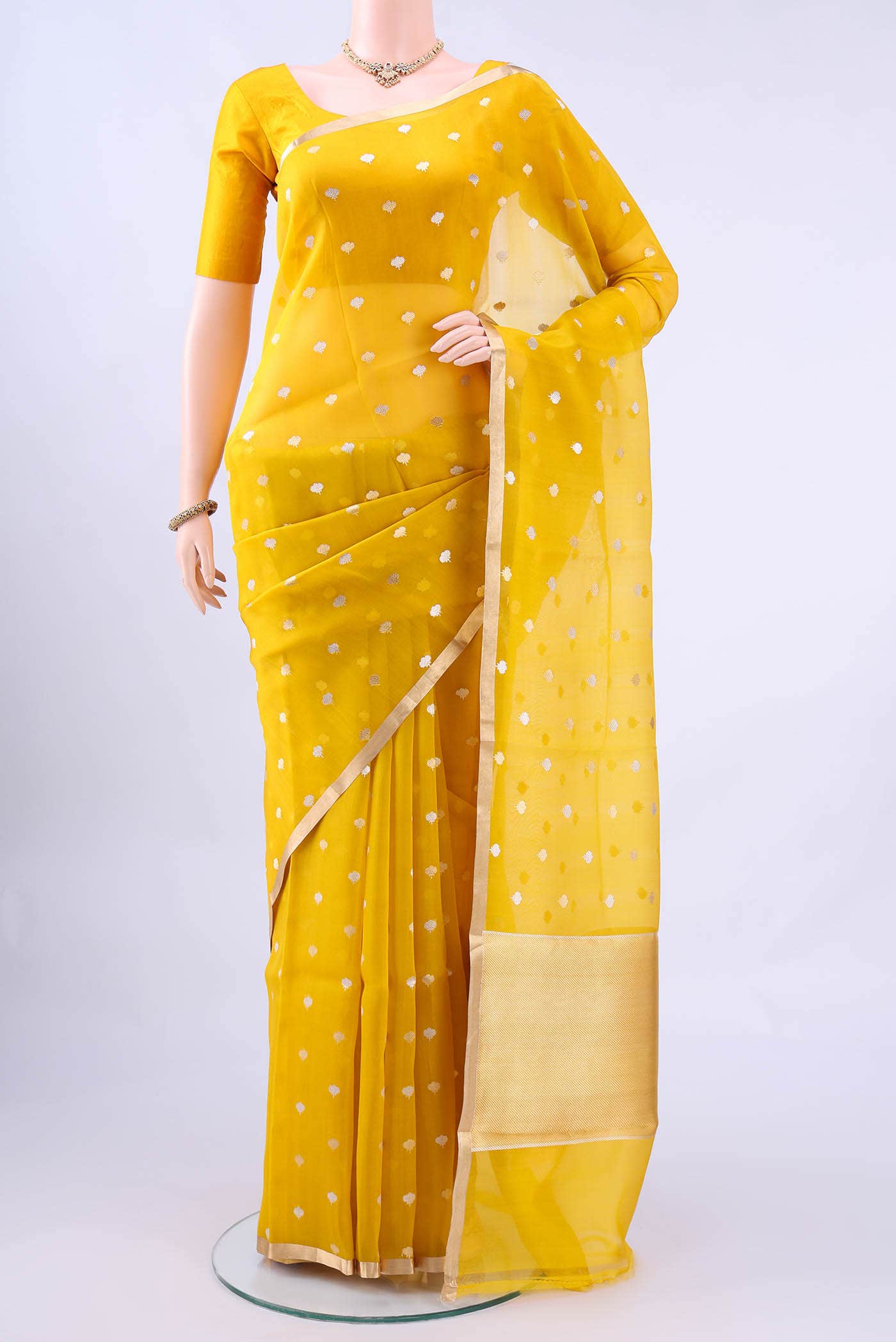 Yellow Banarasi Silk Saree