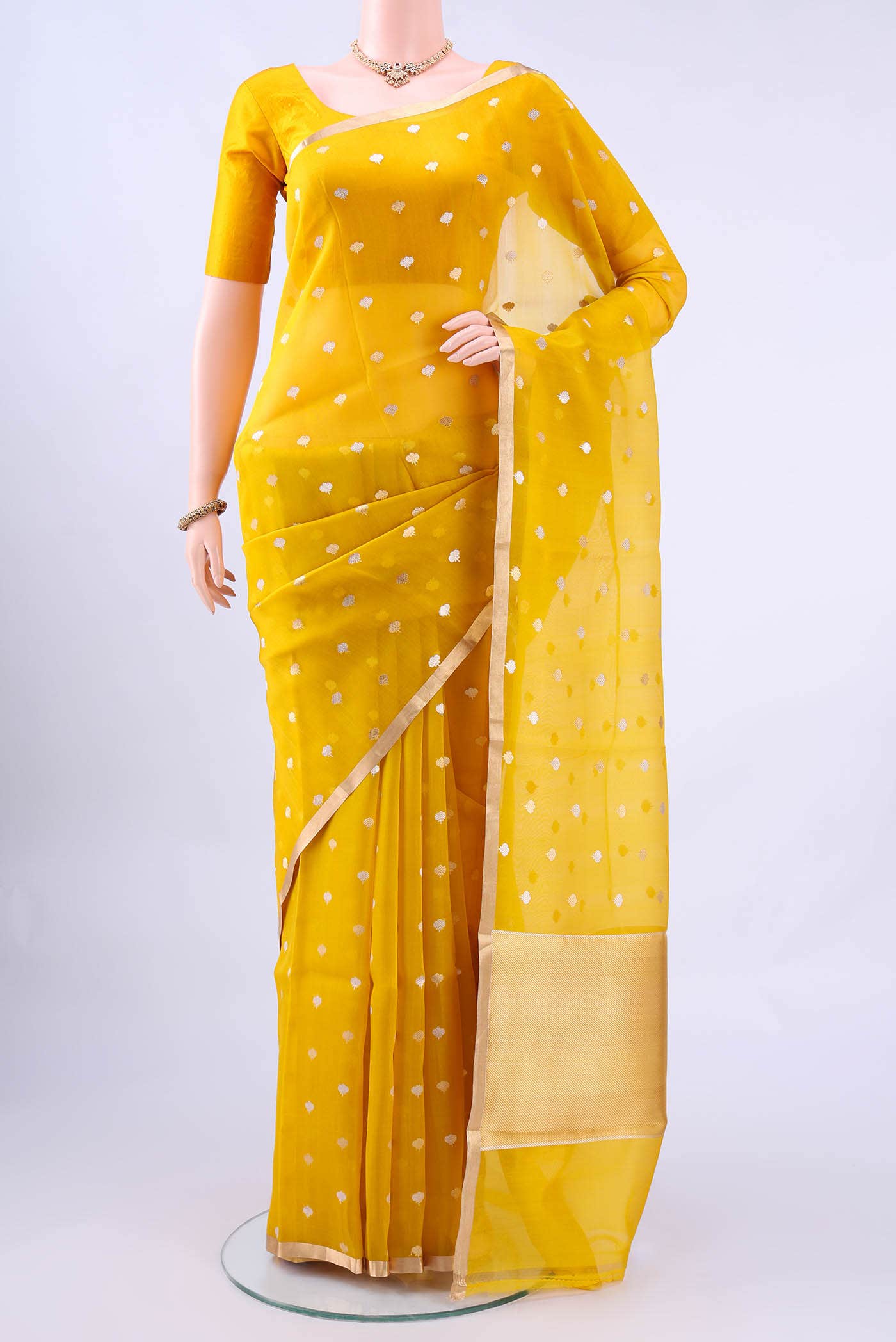 Yellow Banarasi Silk Saree