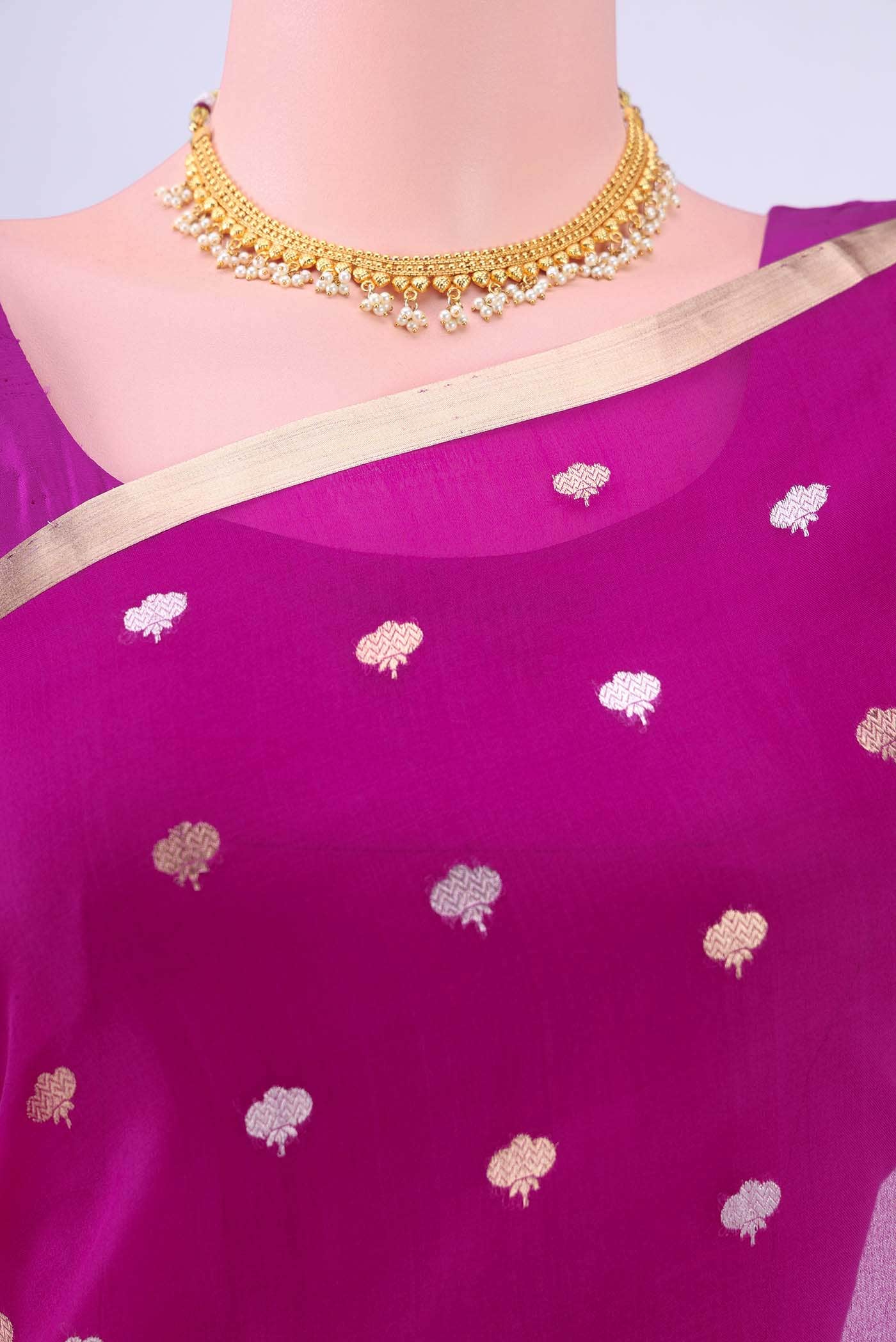 Dark Pink Banarasi Silk Saree