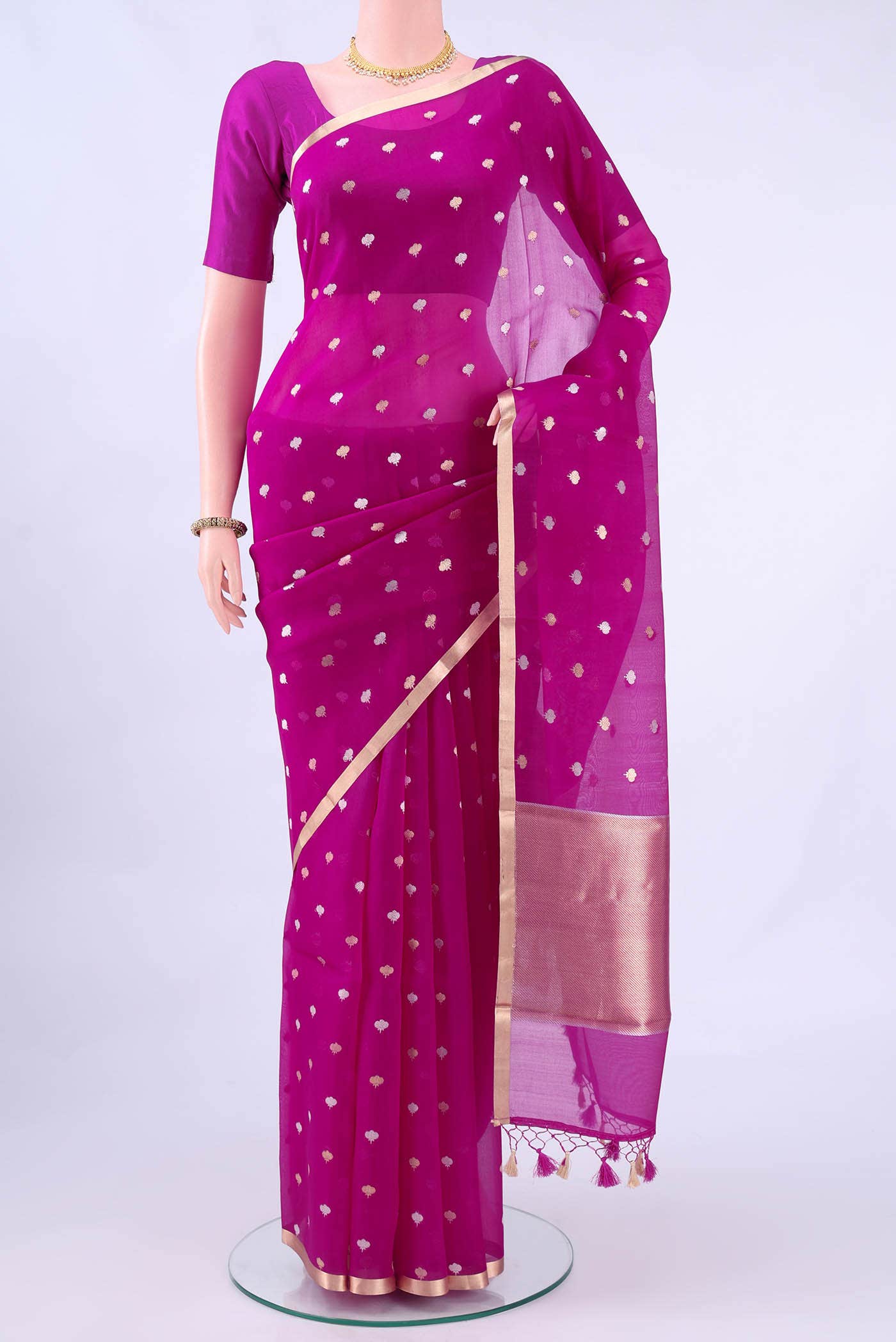 Dark Pink Banarasi Silk Saree