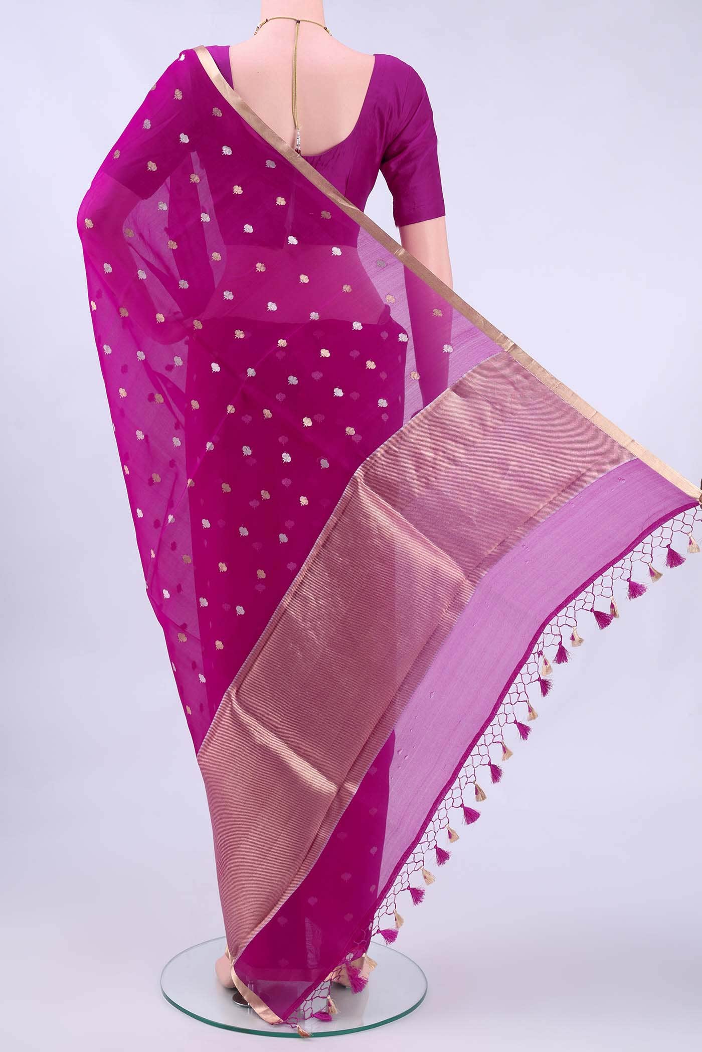 Dark Pink Banarasi Silk Saree