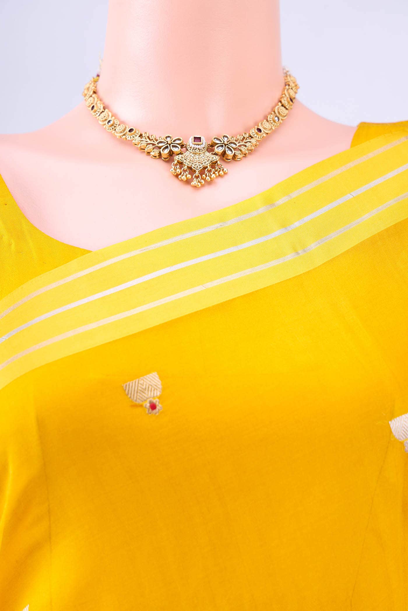 Yellow Banarasi Silk Saree