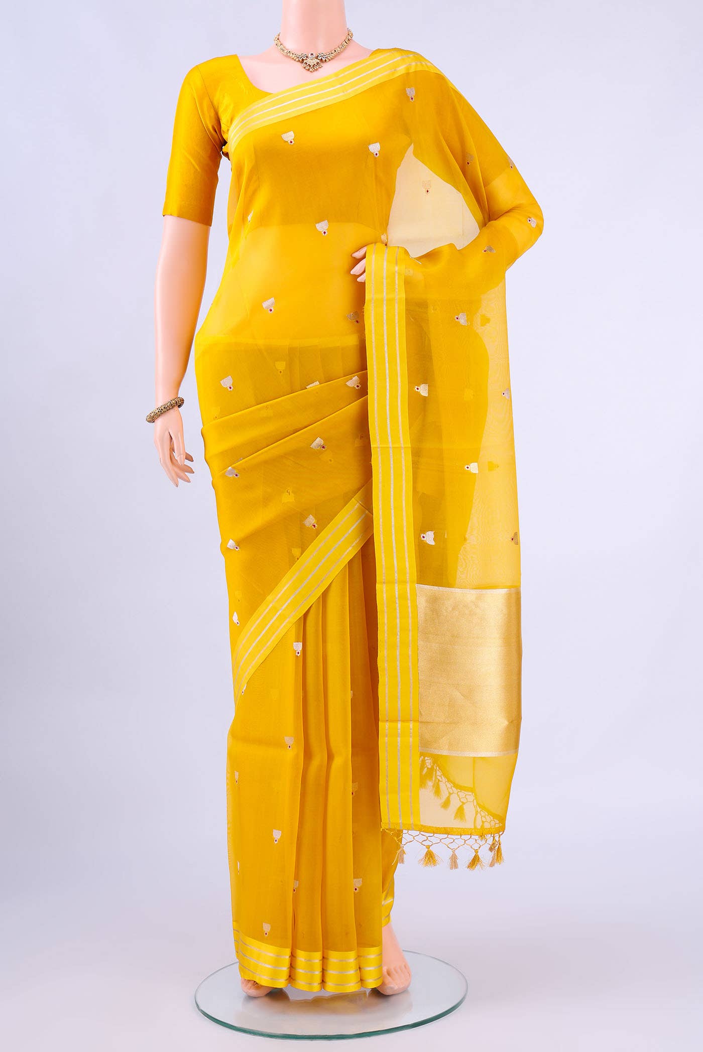 Yellow Banarasi Silk Saree
