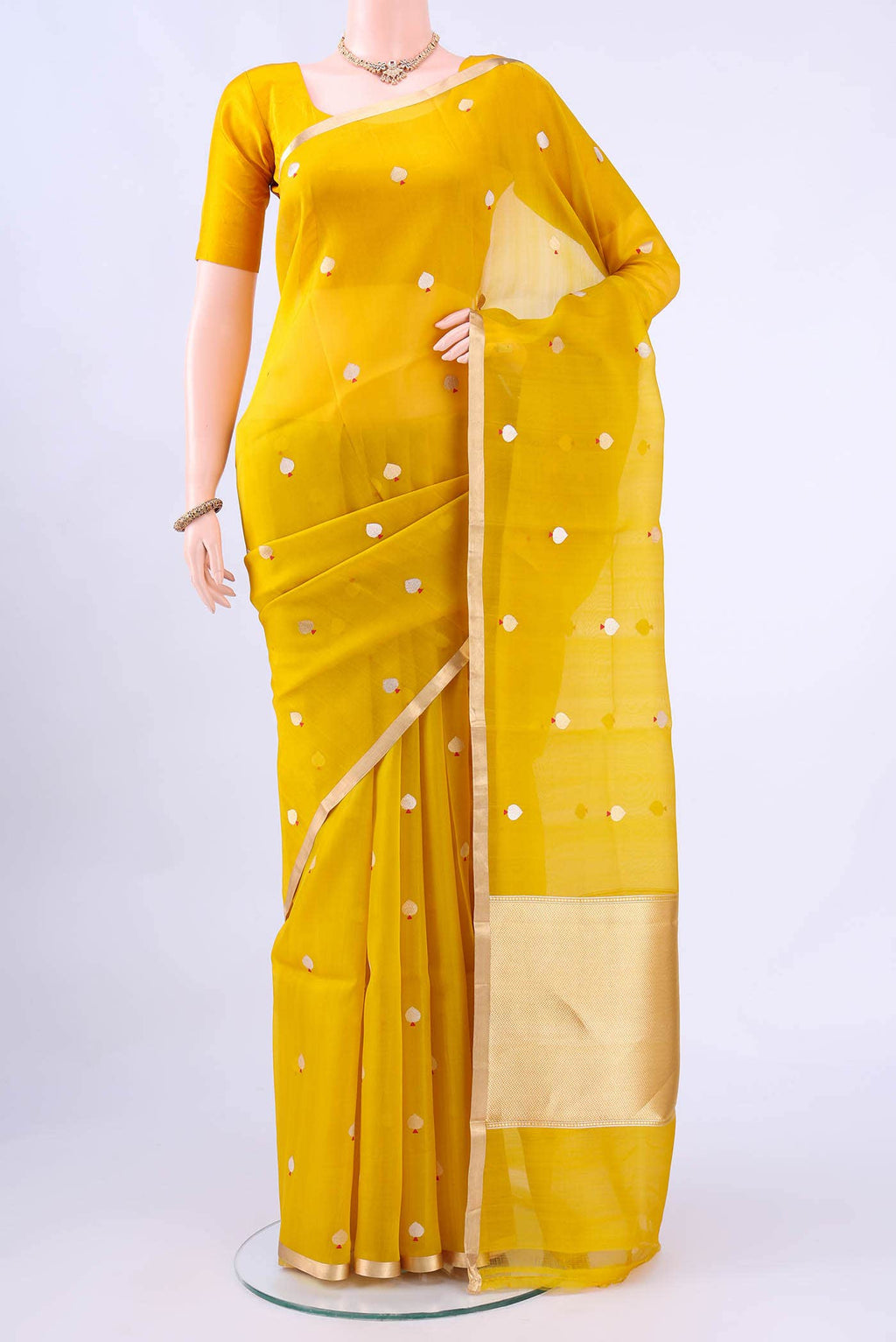 Yellow Banarasi Silk Saree