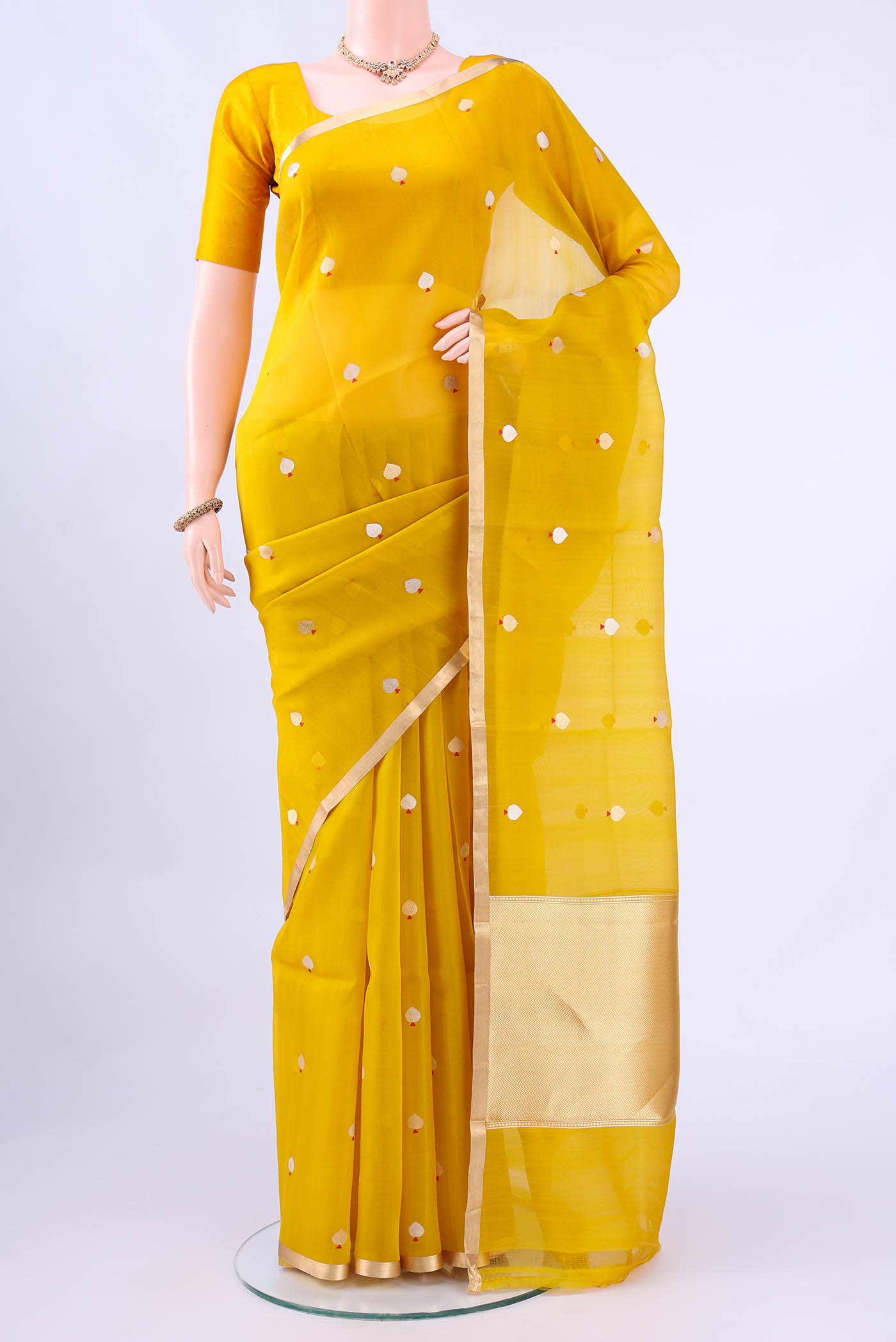 Yellow Banarasi Silk Saree