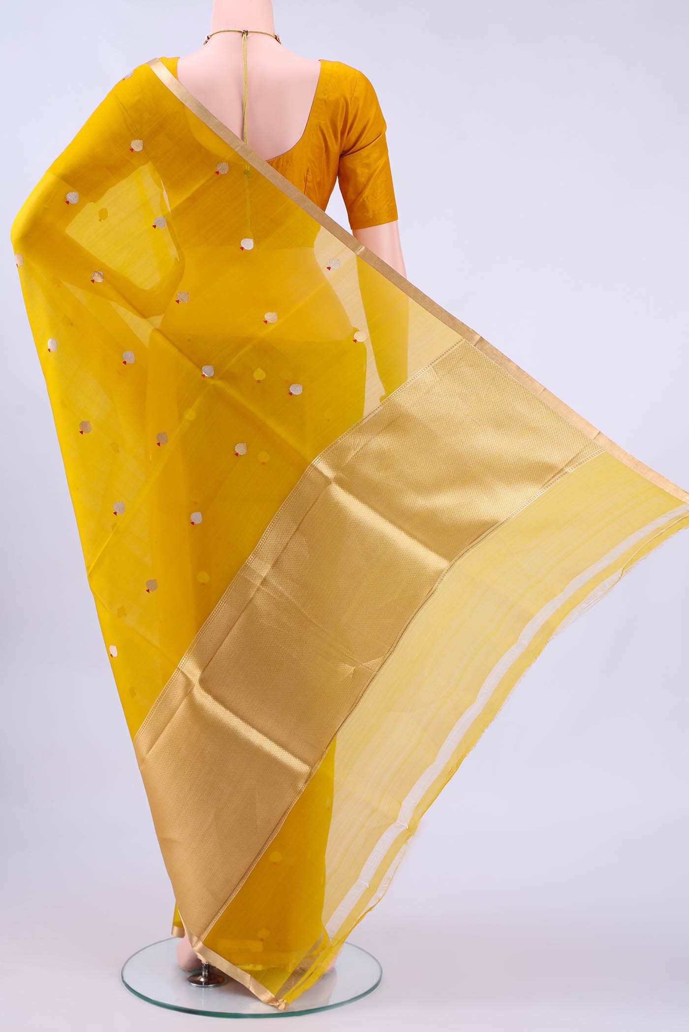 Yellow Banarasi Silk Saree