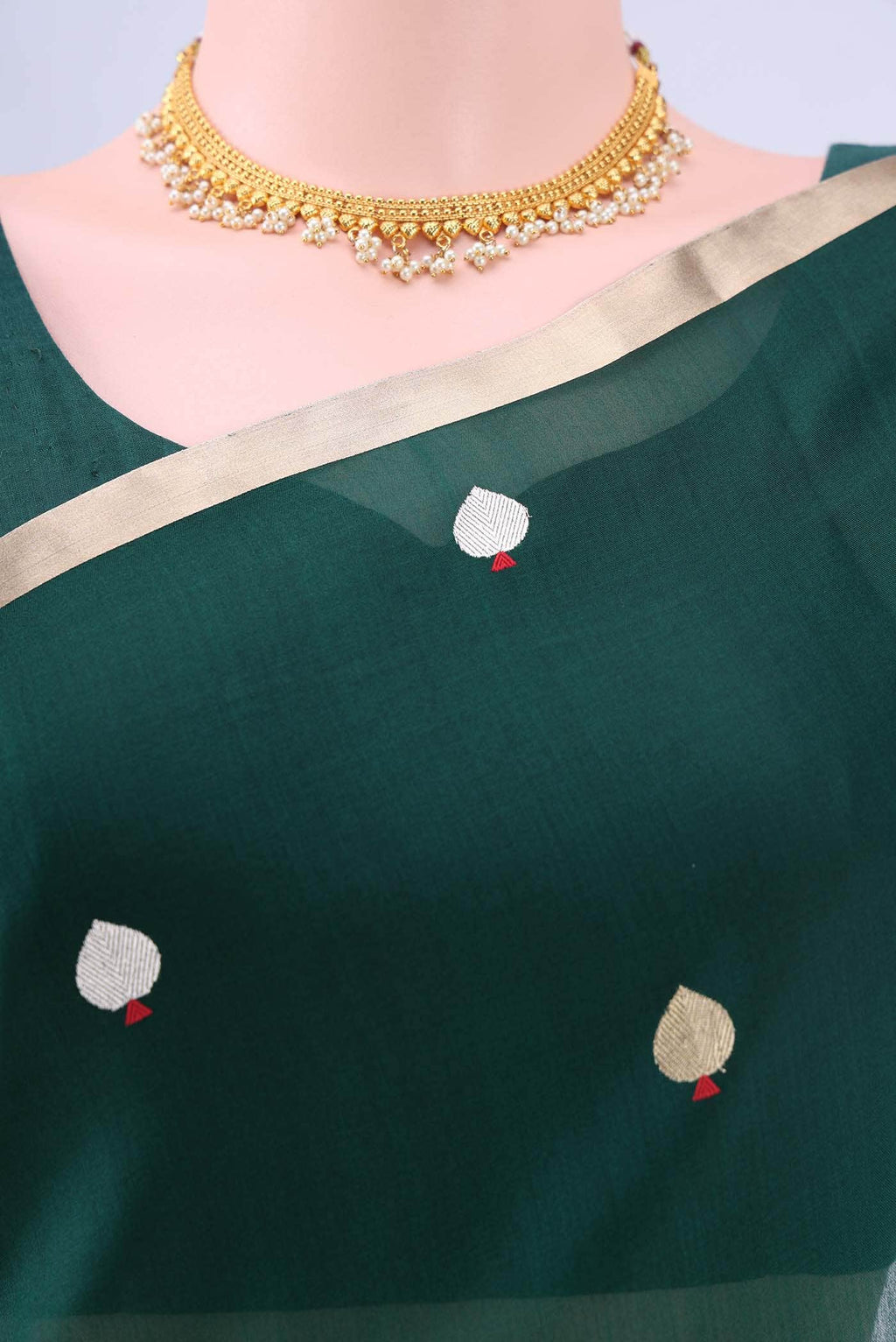 Bottle Green Banarasi Silk Saree