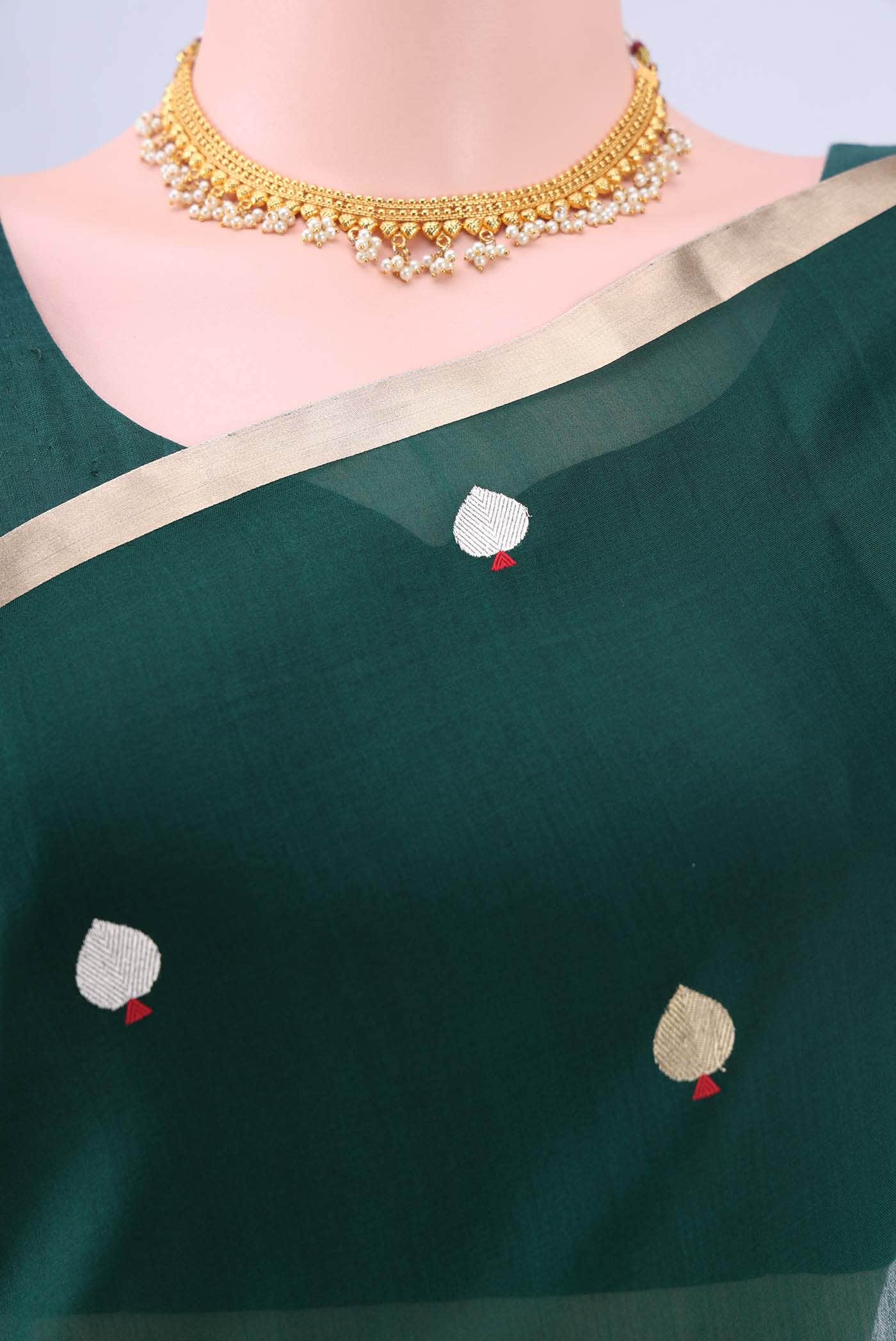 Bottle Green Banarasi Silk Saree