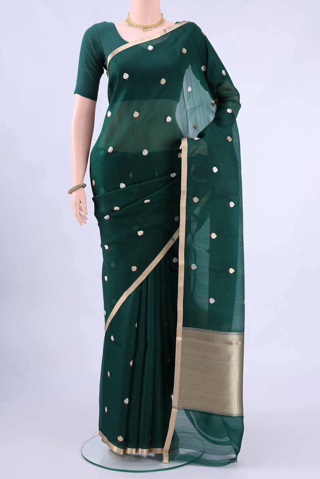 Bottle Green Banarasi Silk Saree