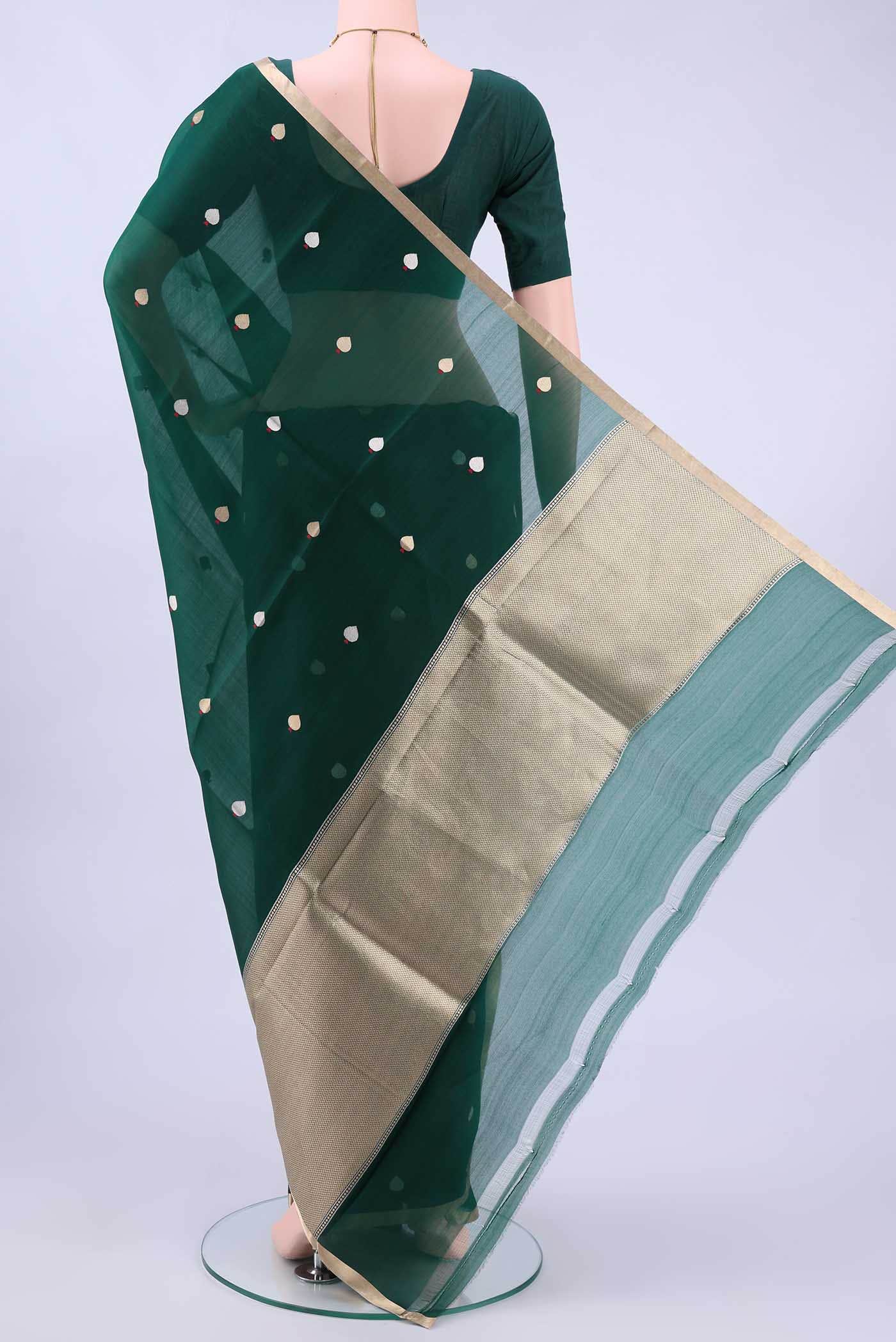 Bottle Green Banarasi Silk Saree