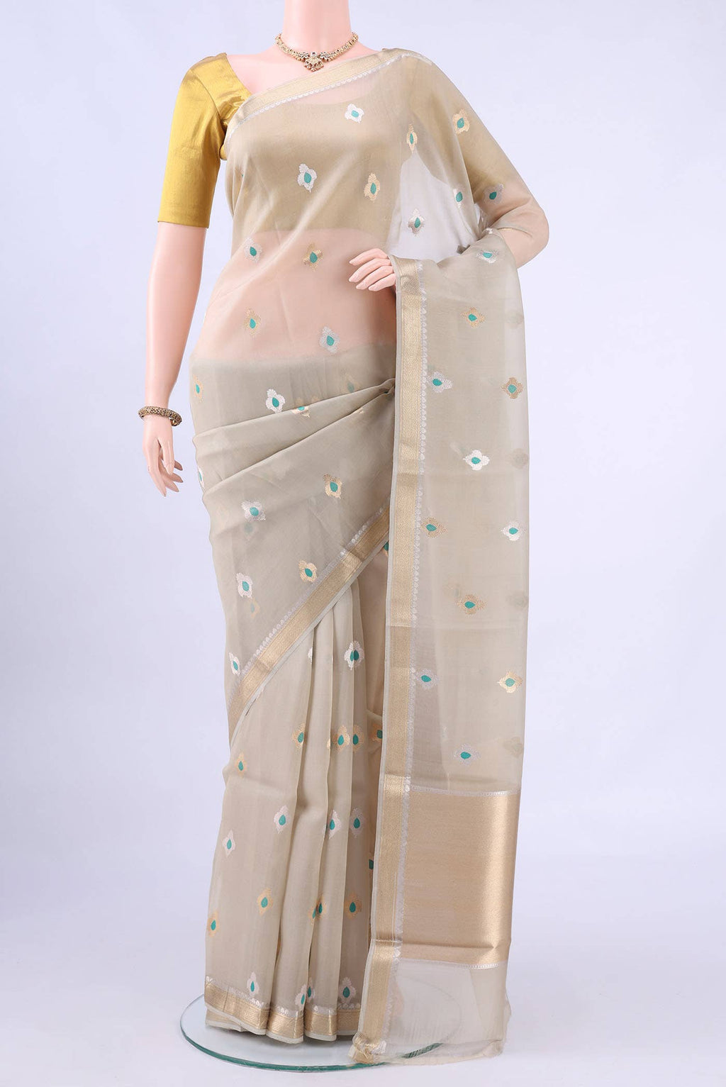 Beige Banarasi Silk Saree