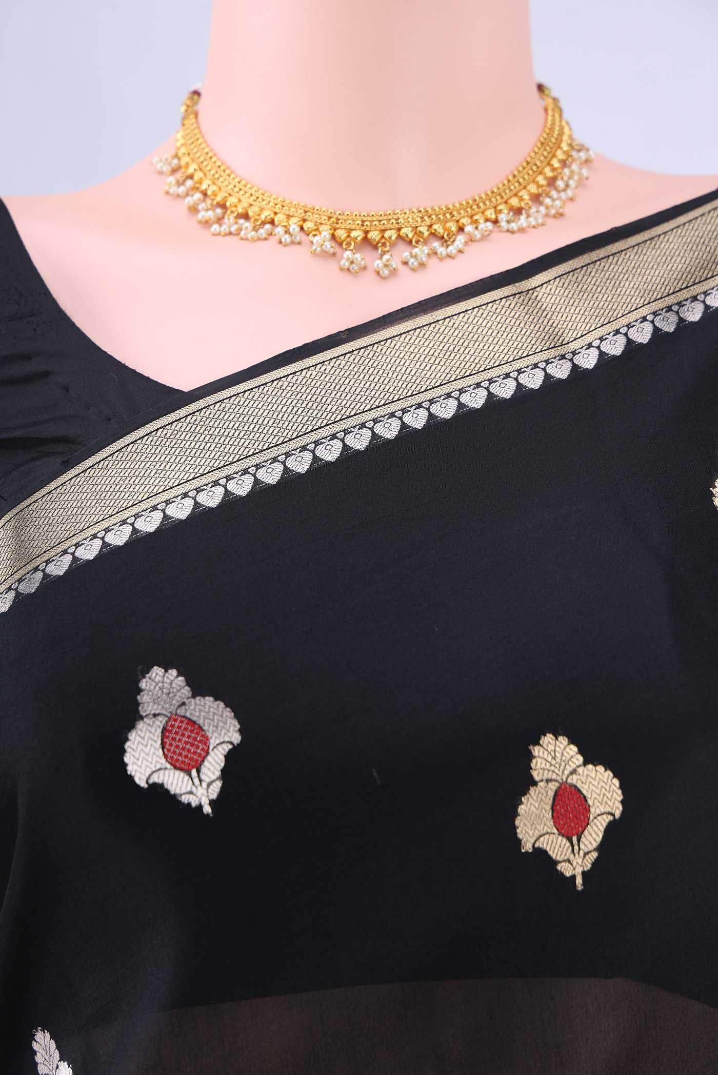 Black Banarasi Silk Saree