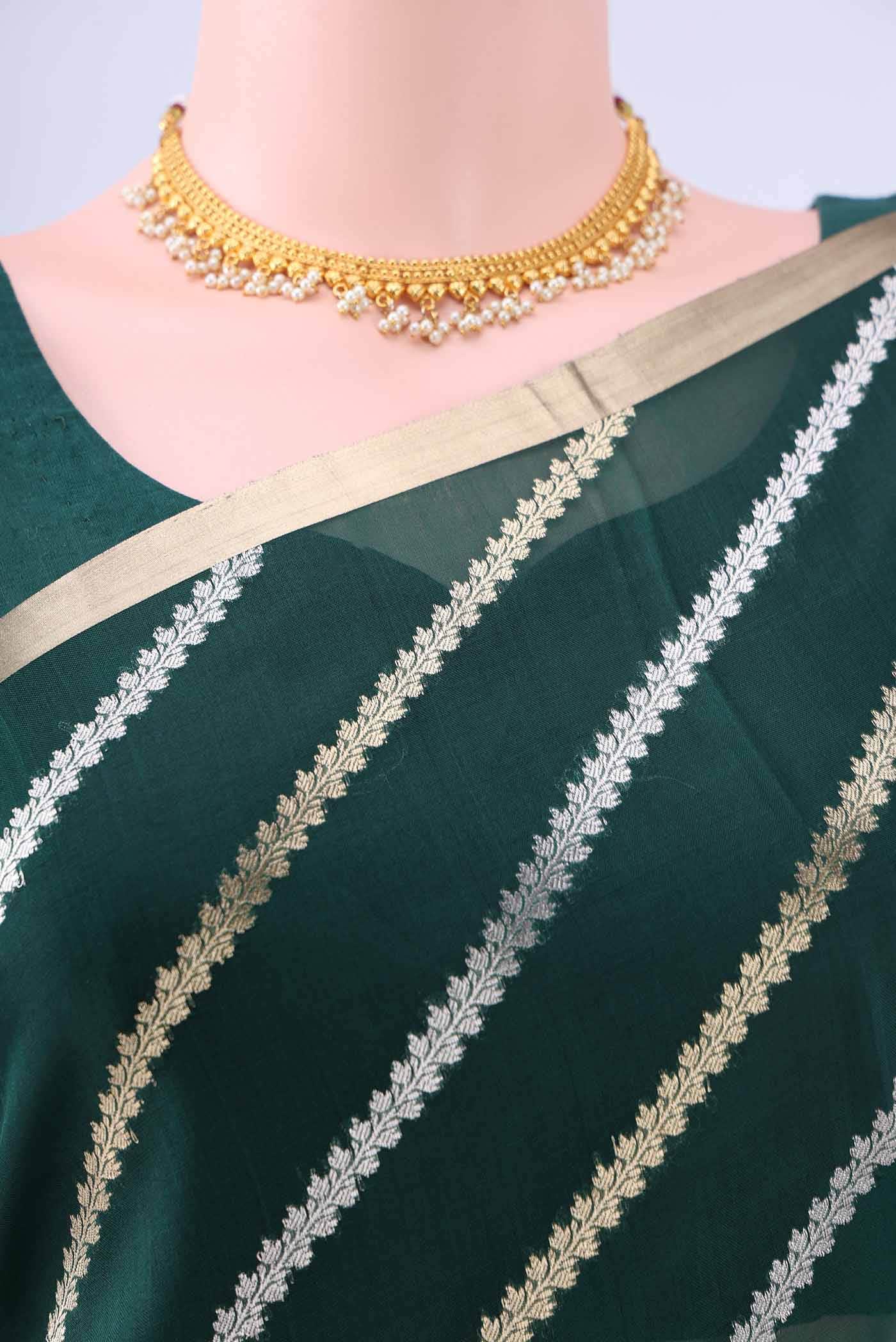 Bottle Green Banarasi Silk Saree
