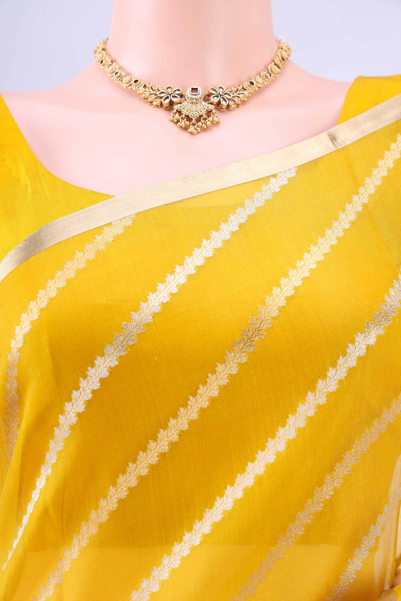 Yellow Banarasi Silk Saree